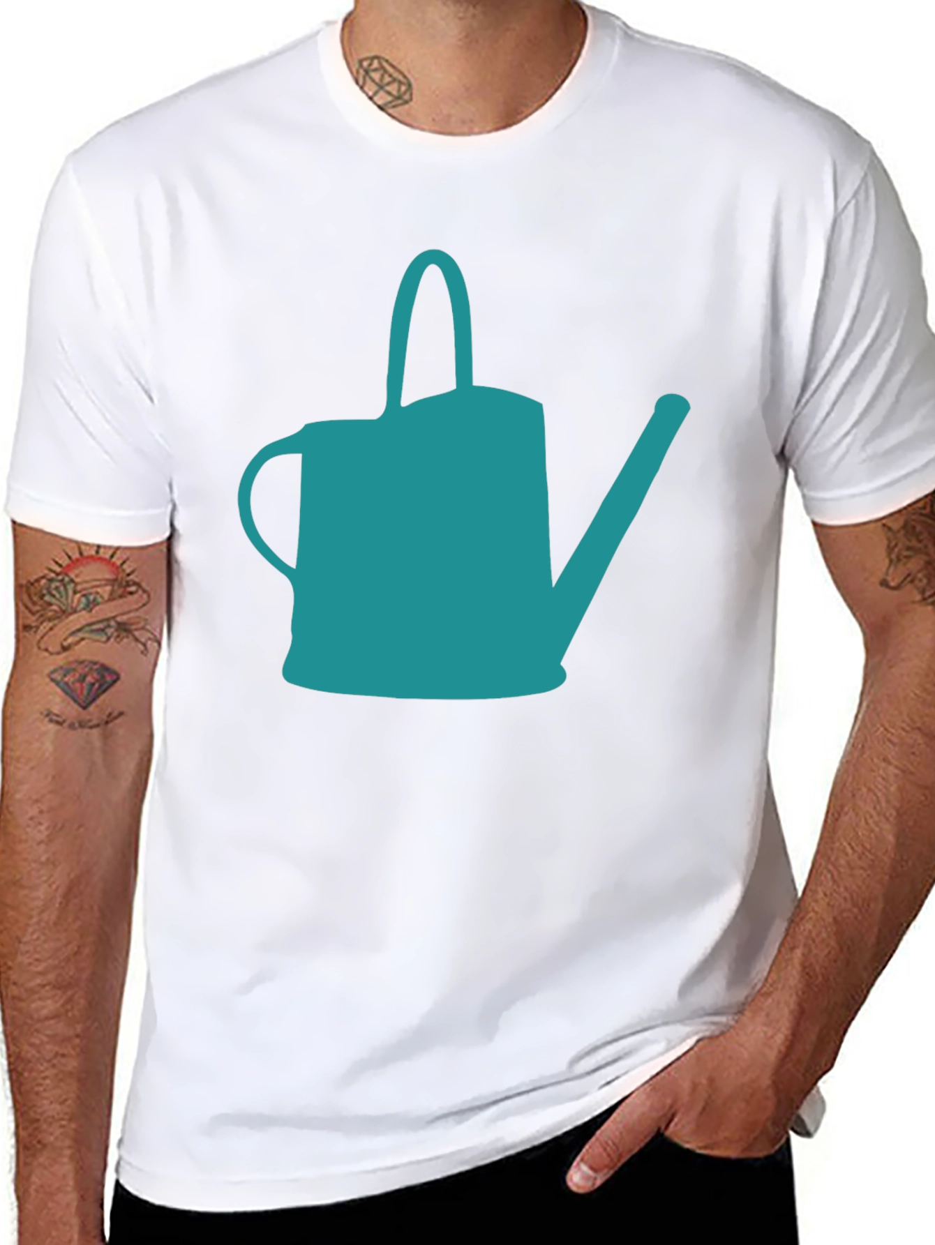 Teal Watering Can Graphic Tee - Stylish Garden Lovers Shirt
