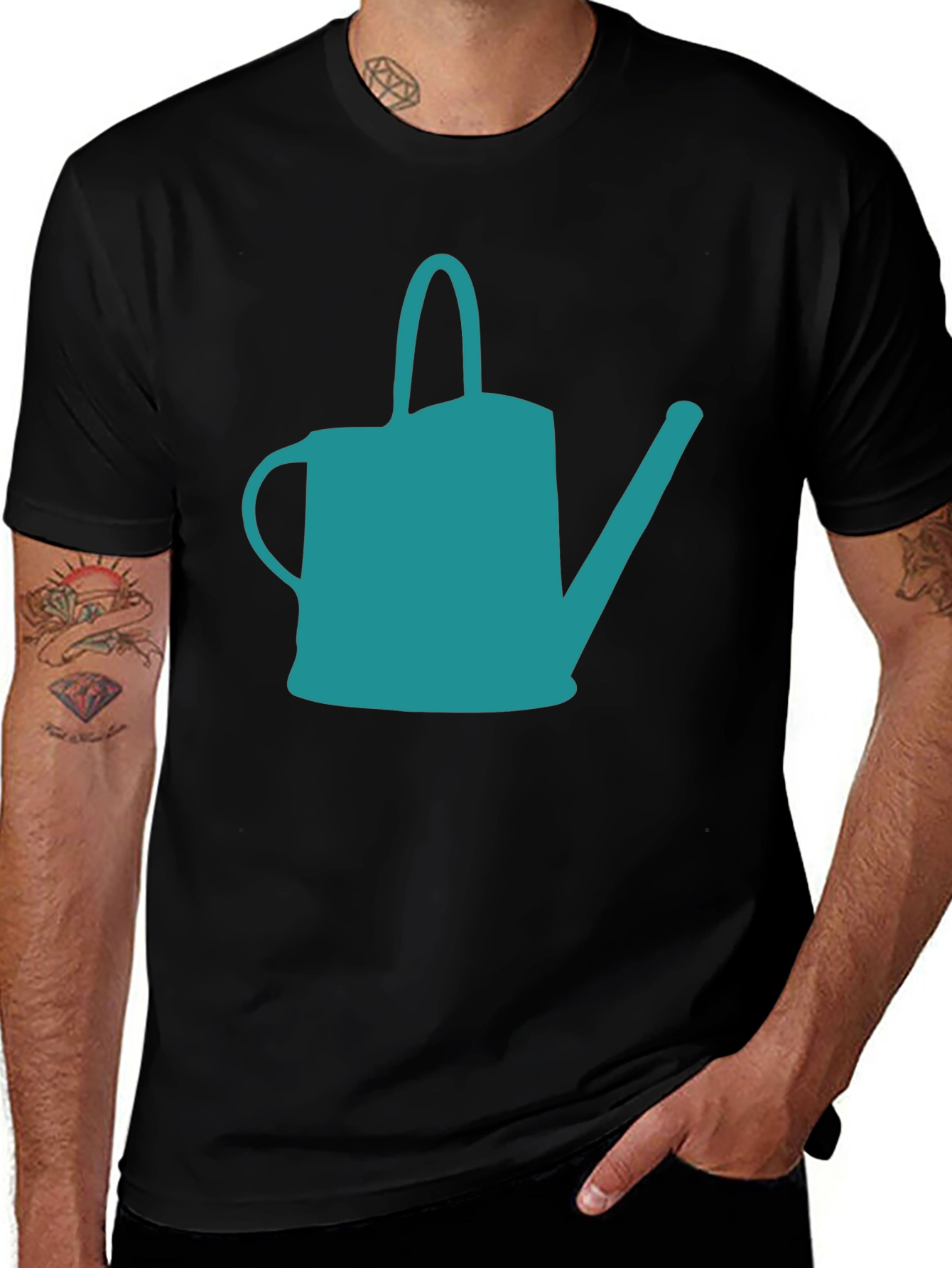 Teal Watering Can Graphic Tee - Stylish Garden Lovers Shirt
