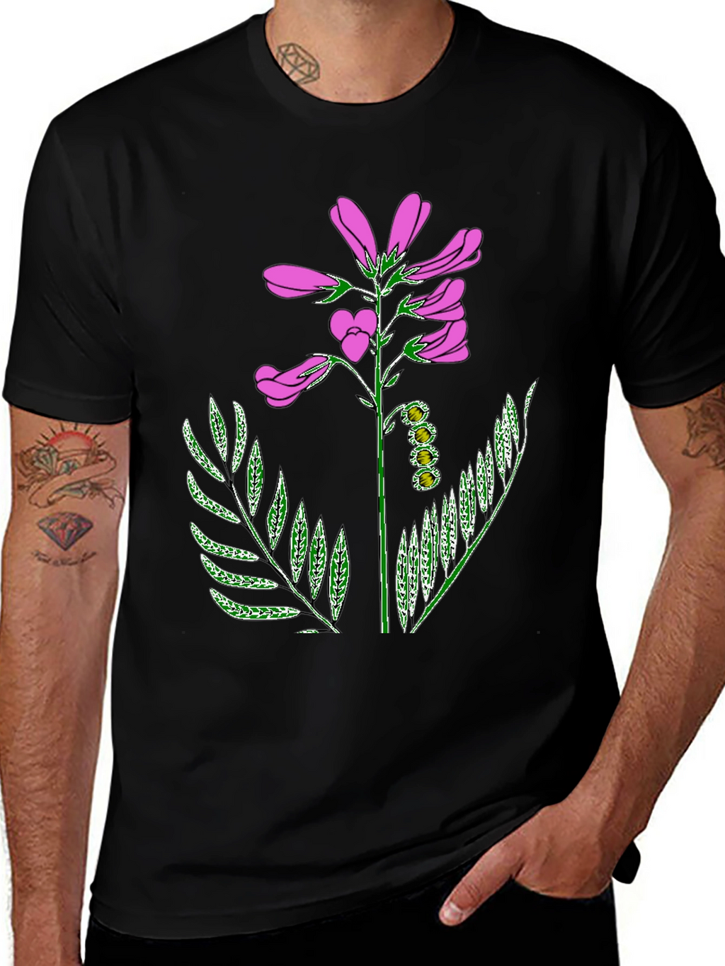 Floral Graphic T-Shirt - Black