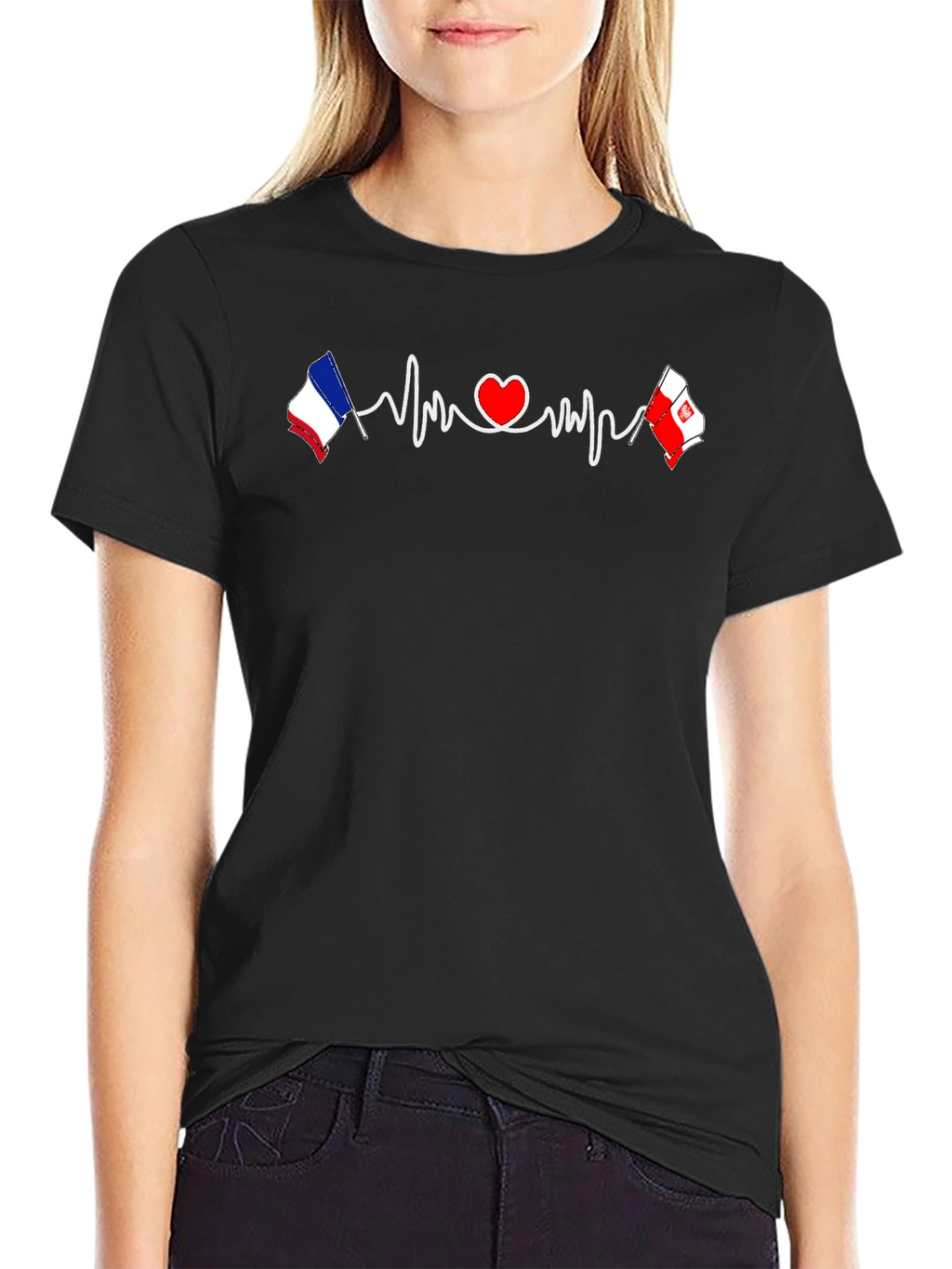 Heartbeat France Poland Love Graphic Tee