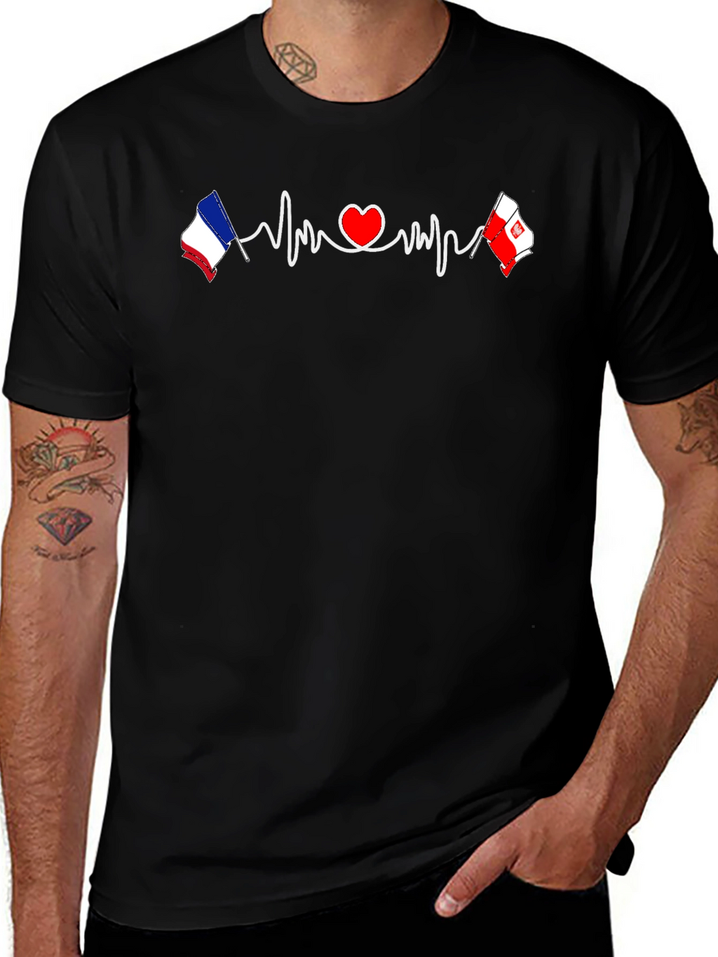 Heartbeat France Poland Love Graphic Tee