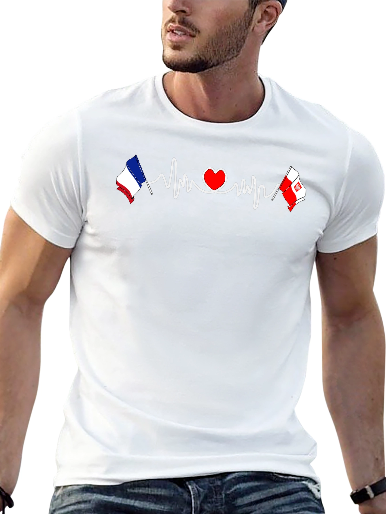 Heartbeat France Poland Love Graphic Tee