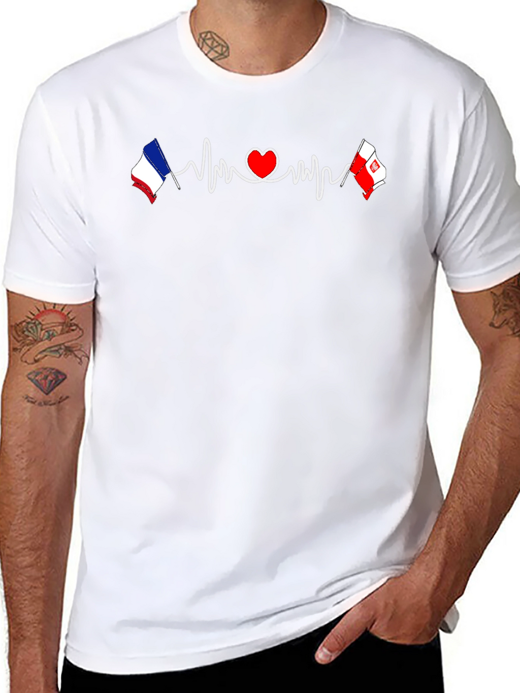 Heartbeat France Poland Love Graphic Tee