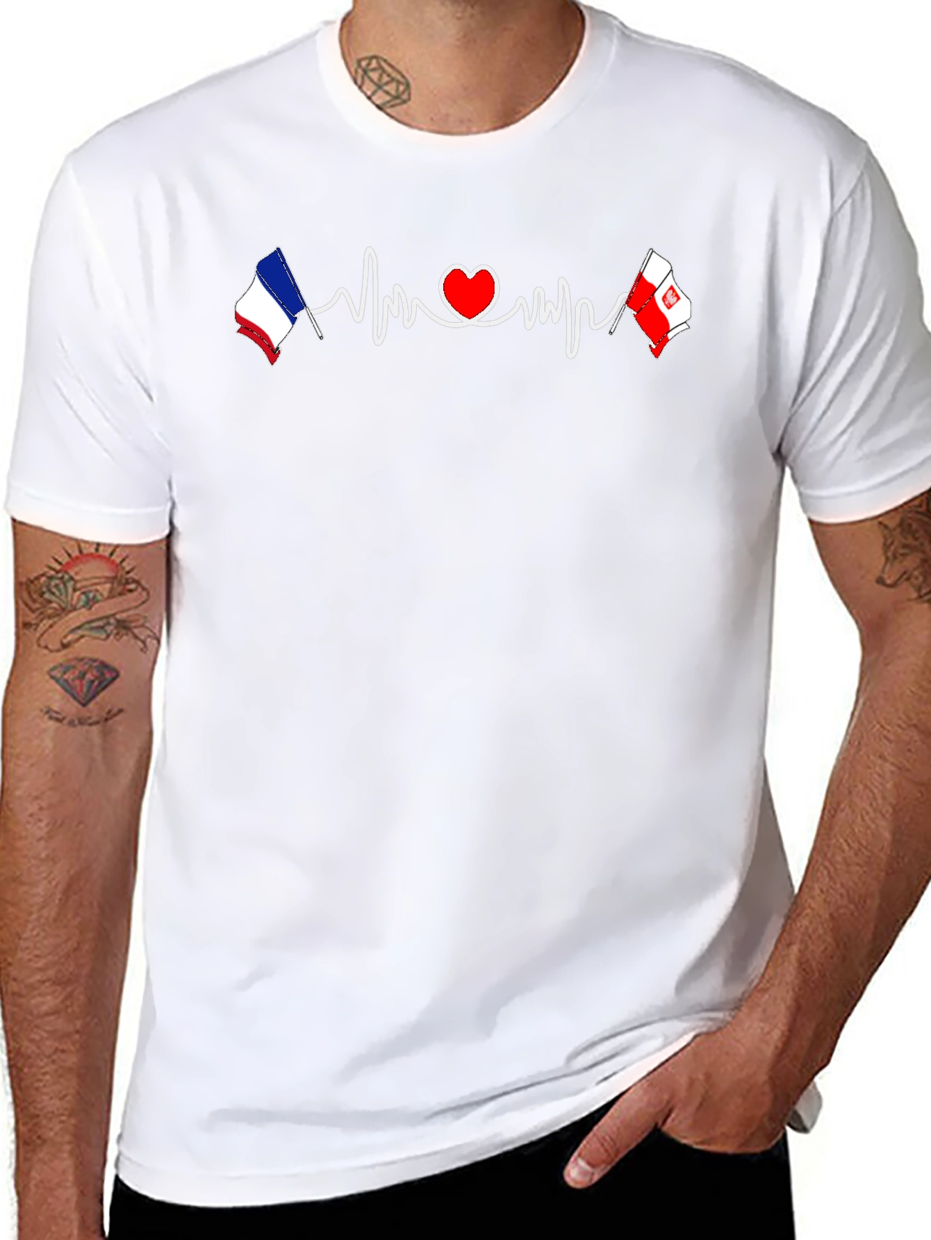 Heartbeat France Poland Love Graphic Tee
