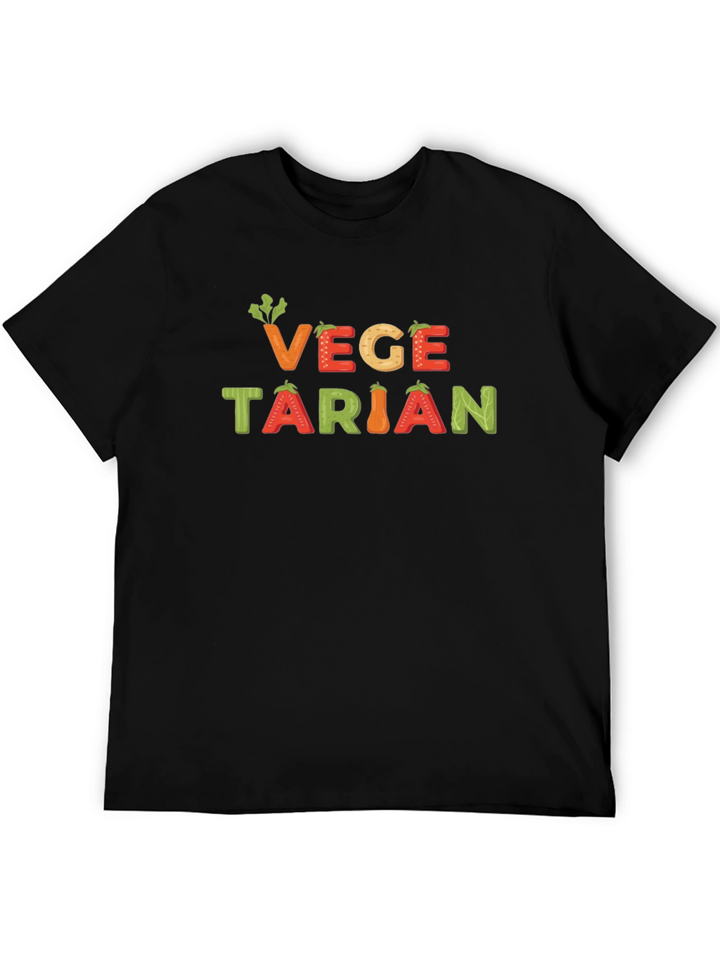 Vegetarian Graphic T-Shirt - Black Veggie Design