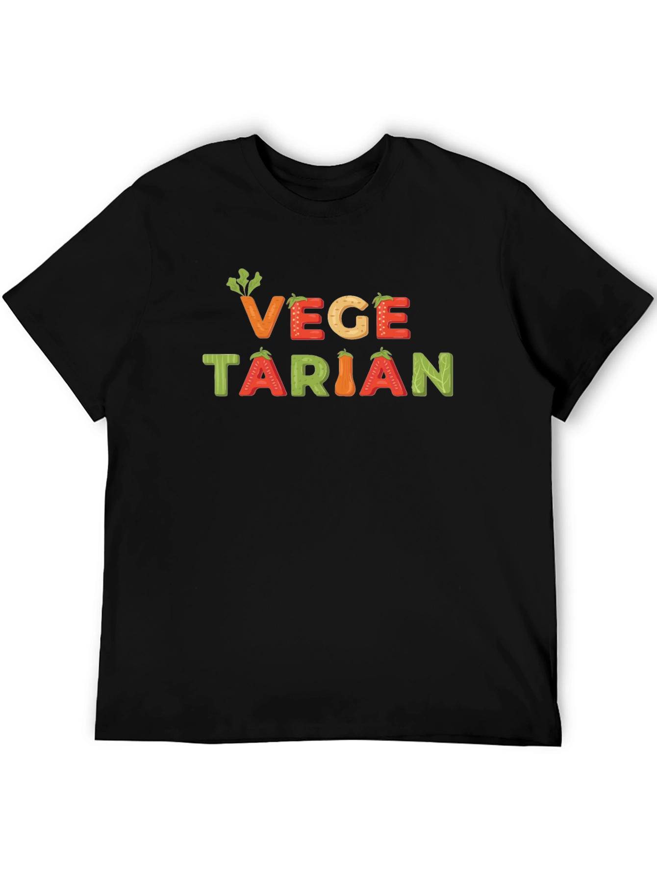 Vegetarian Graphic T-Shirt - Black Veggie Design