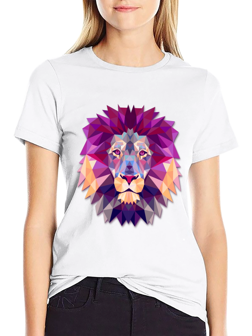 Geometric Lion Graphic Tee - Modern Art Shirt