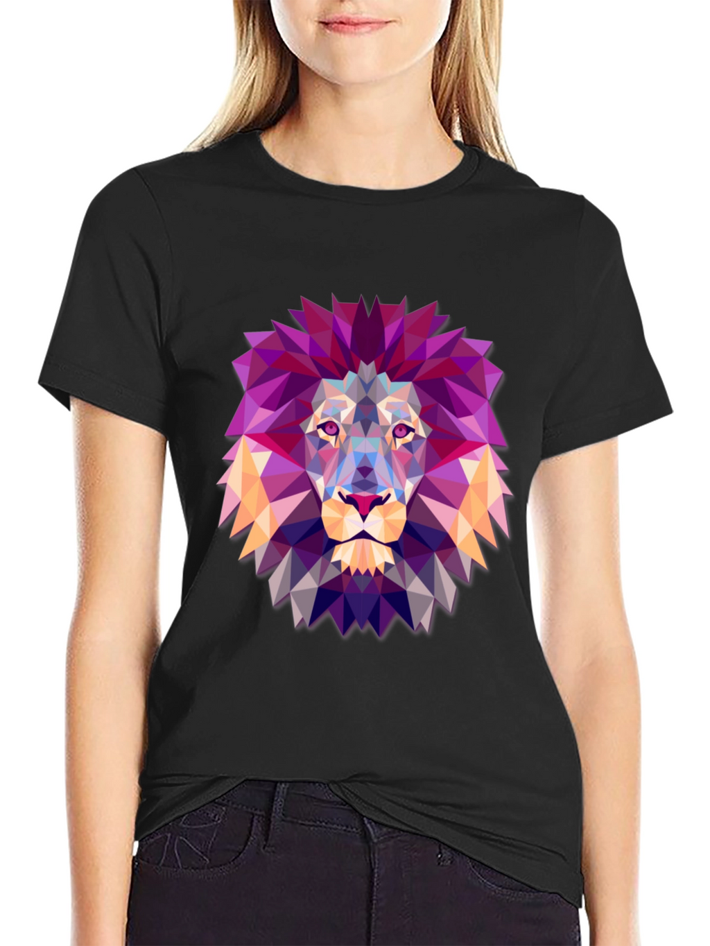 Geometric Lion Graphic Tee - Modern Art Shirt