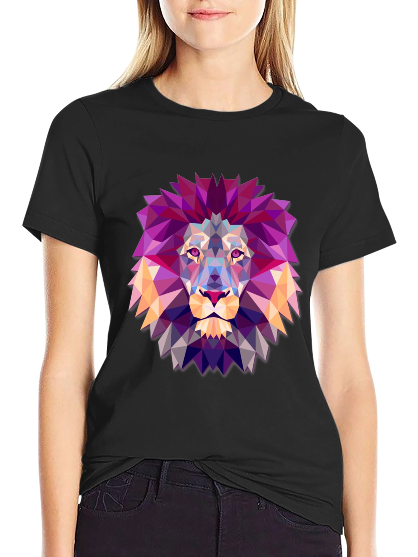 Geometric Lion Graphic Tee - Modern Art Shirt