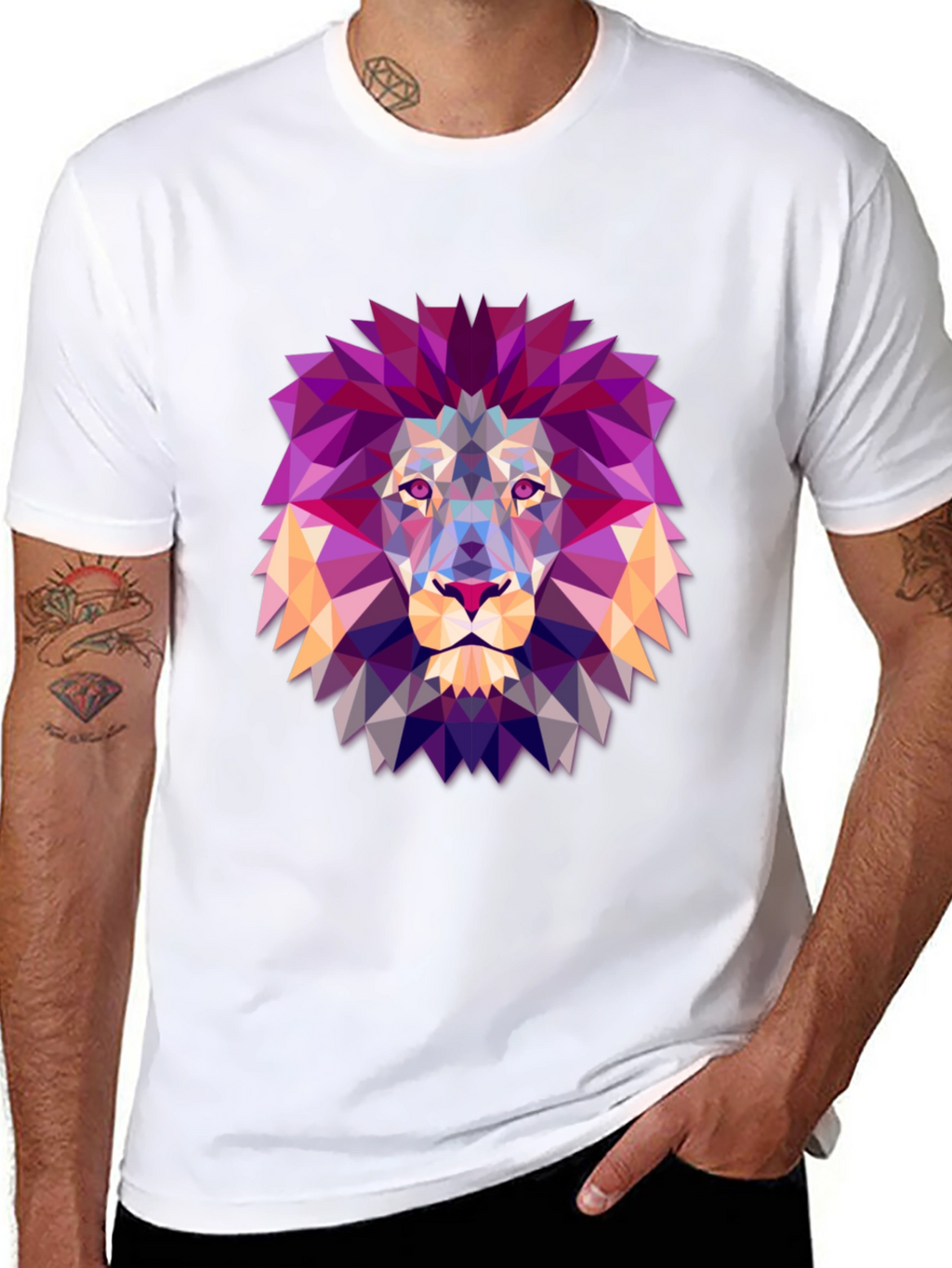 Geometric Lion Graphic Tee - Modern Art Shirt