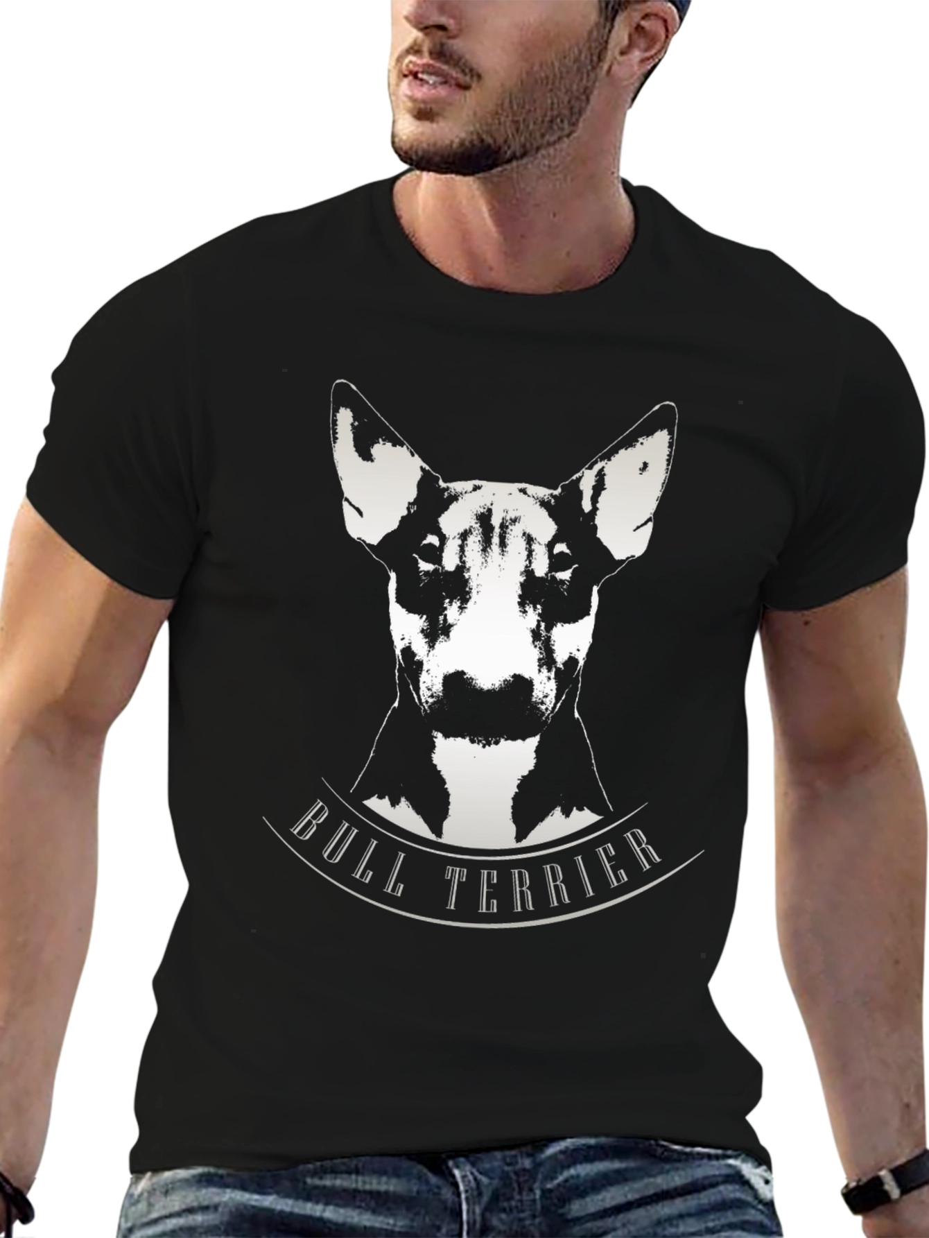 Bull Terrier Graphic Tee - Black Cotton T-Shirt