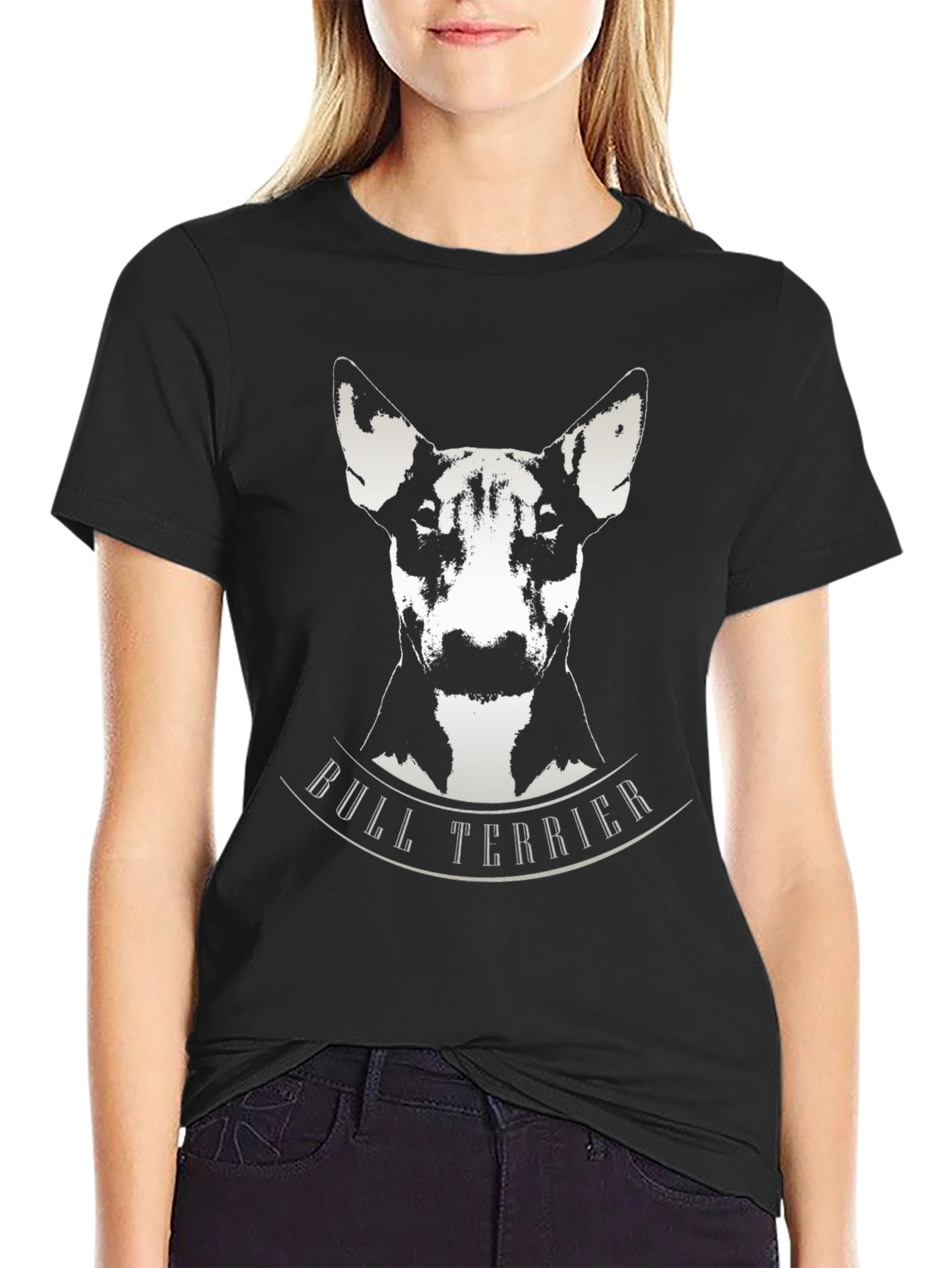 Bull Terrier Graphic Tee - Black Cotton T-Shirt