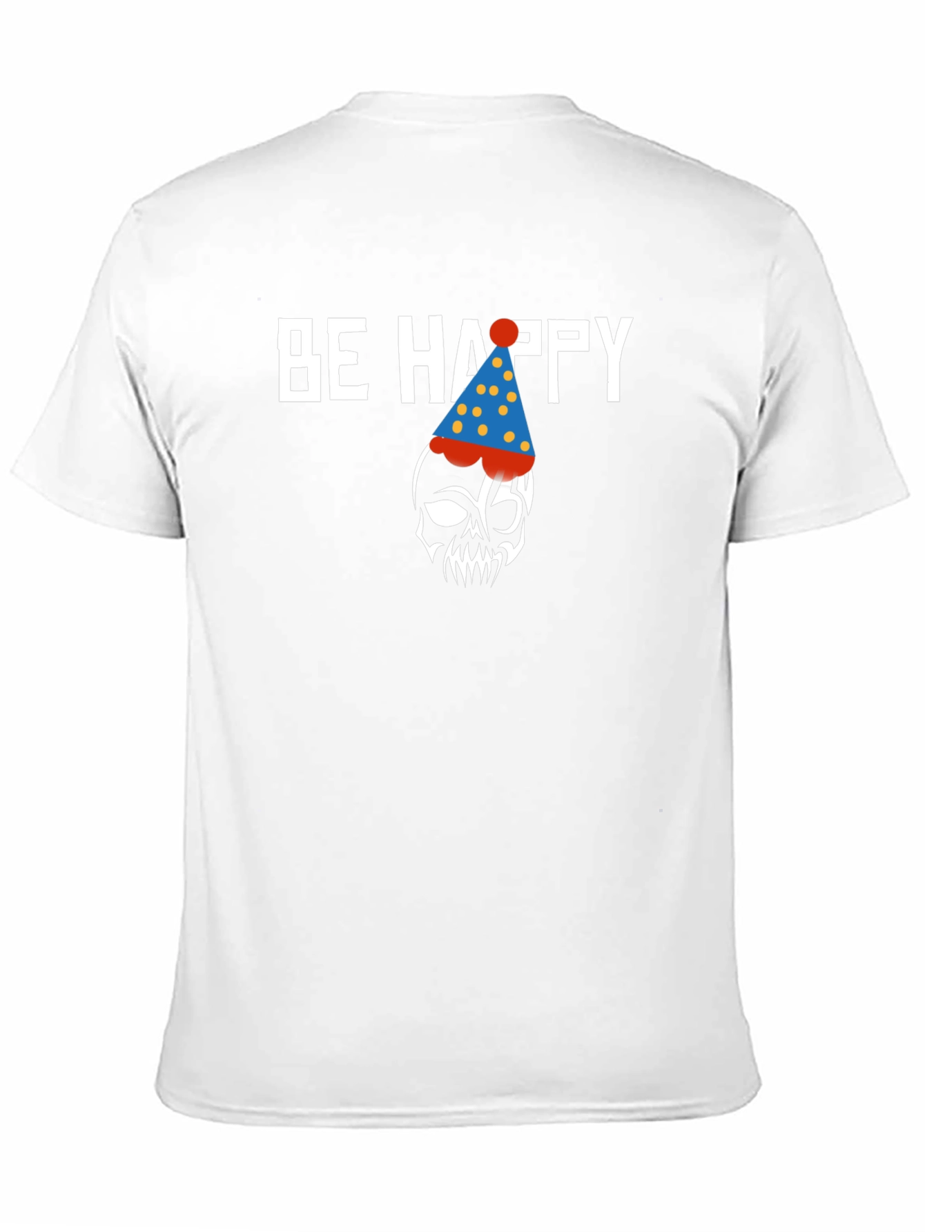 Be Happy Skull Graphic Print Crew Neck T-Shirt