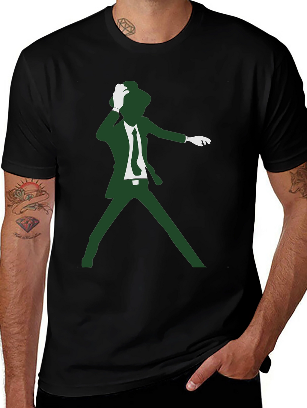 Retro Dancer Graphic Tee - Black Cotton T-Shirt