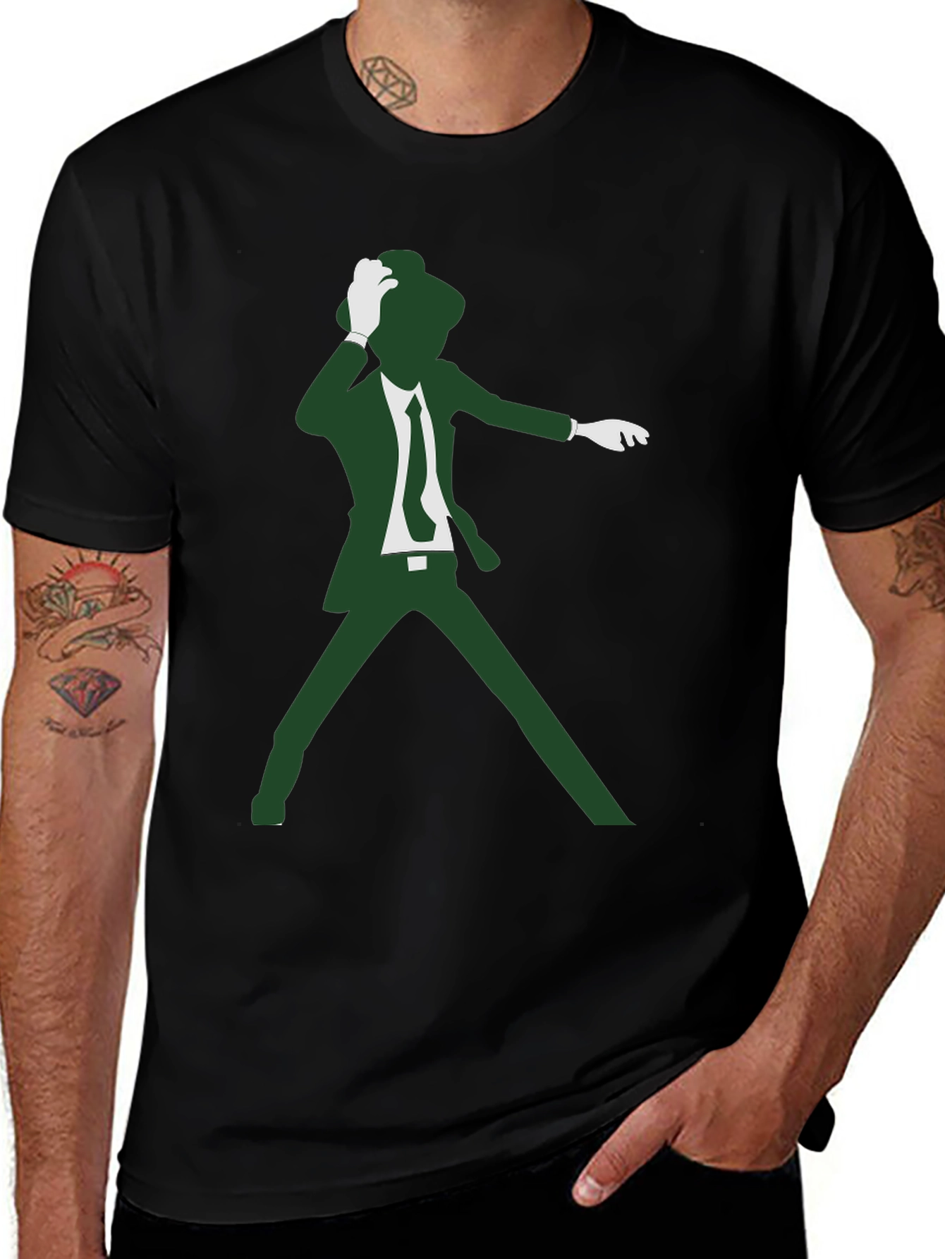 Retro Dancer Graphic Tee - Black Cotton T-Shirt