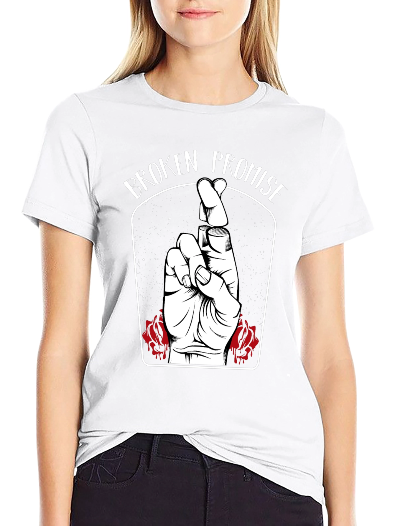 Broken Promise Graphic Print T-Shirt - Black