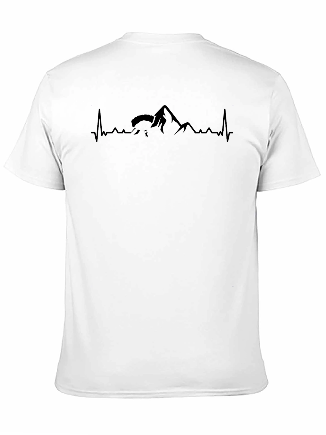 Black Paragliding Mountain Heartbeat T-Shirt