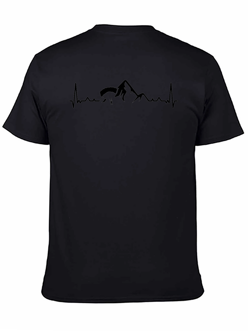 Black Paragliding Mountain Heartbeat T-Shirt