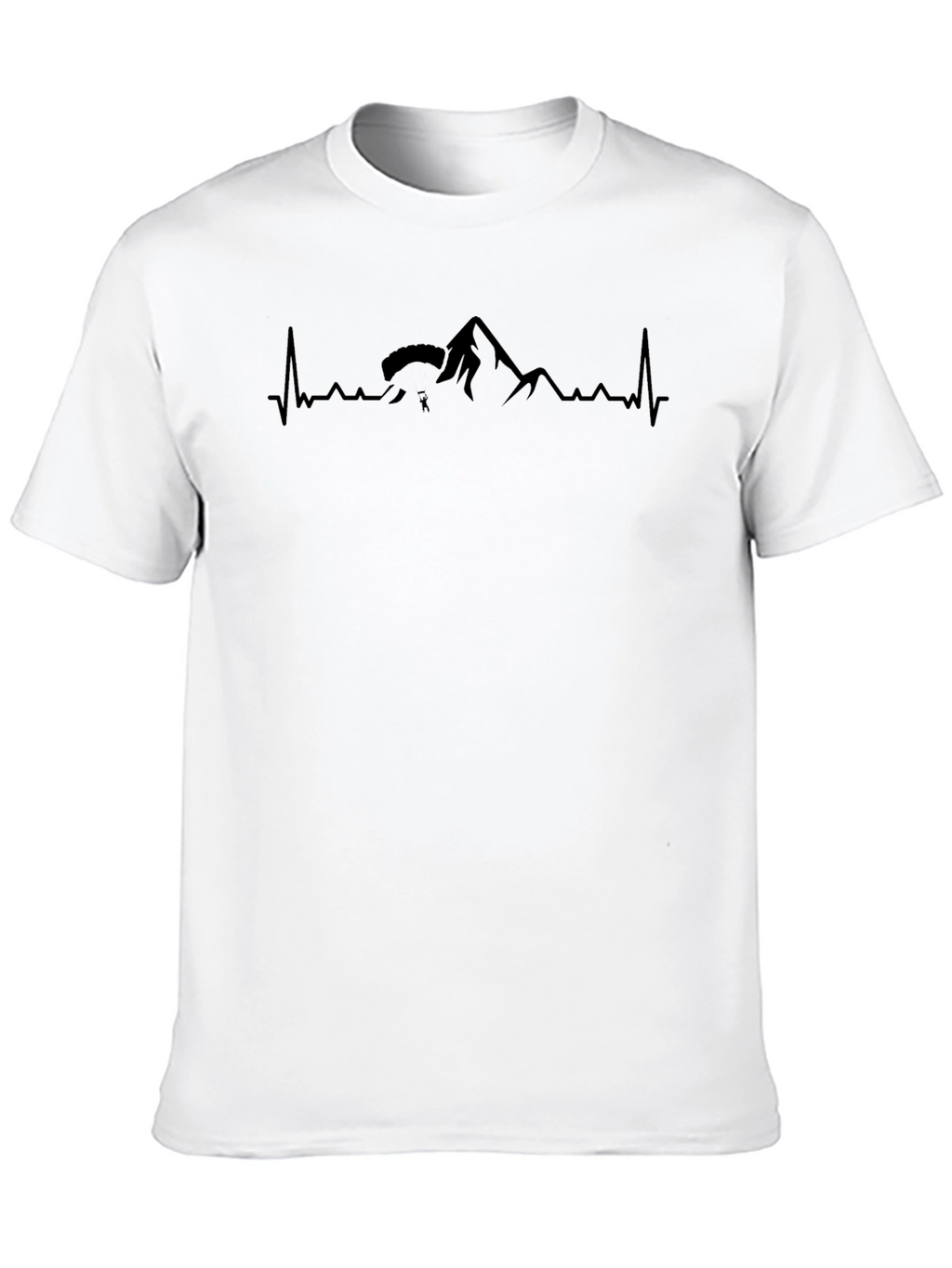 Black Paragliding Mountain Heartbeat T-Shirt