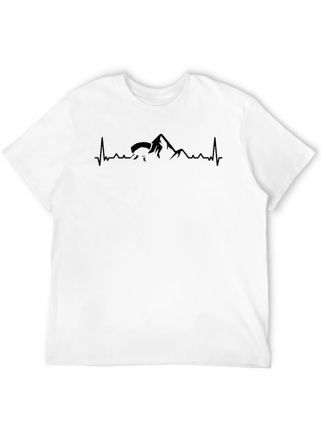 Black Paragliding Mountain Heartbeat T-Shirt
