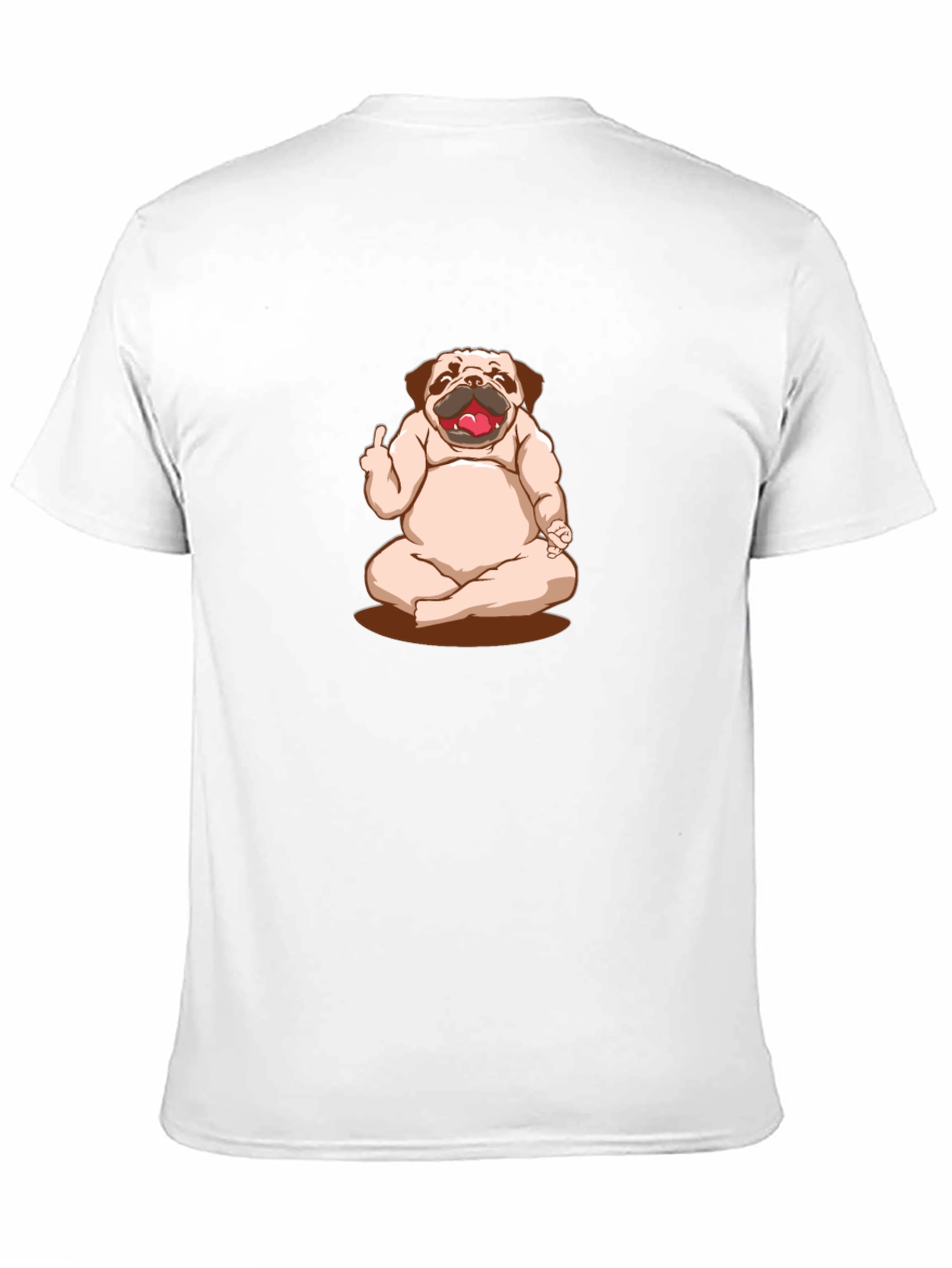 Funny Pug Yoga Middle Finger Graphic Black T-Shirt