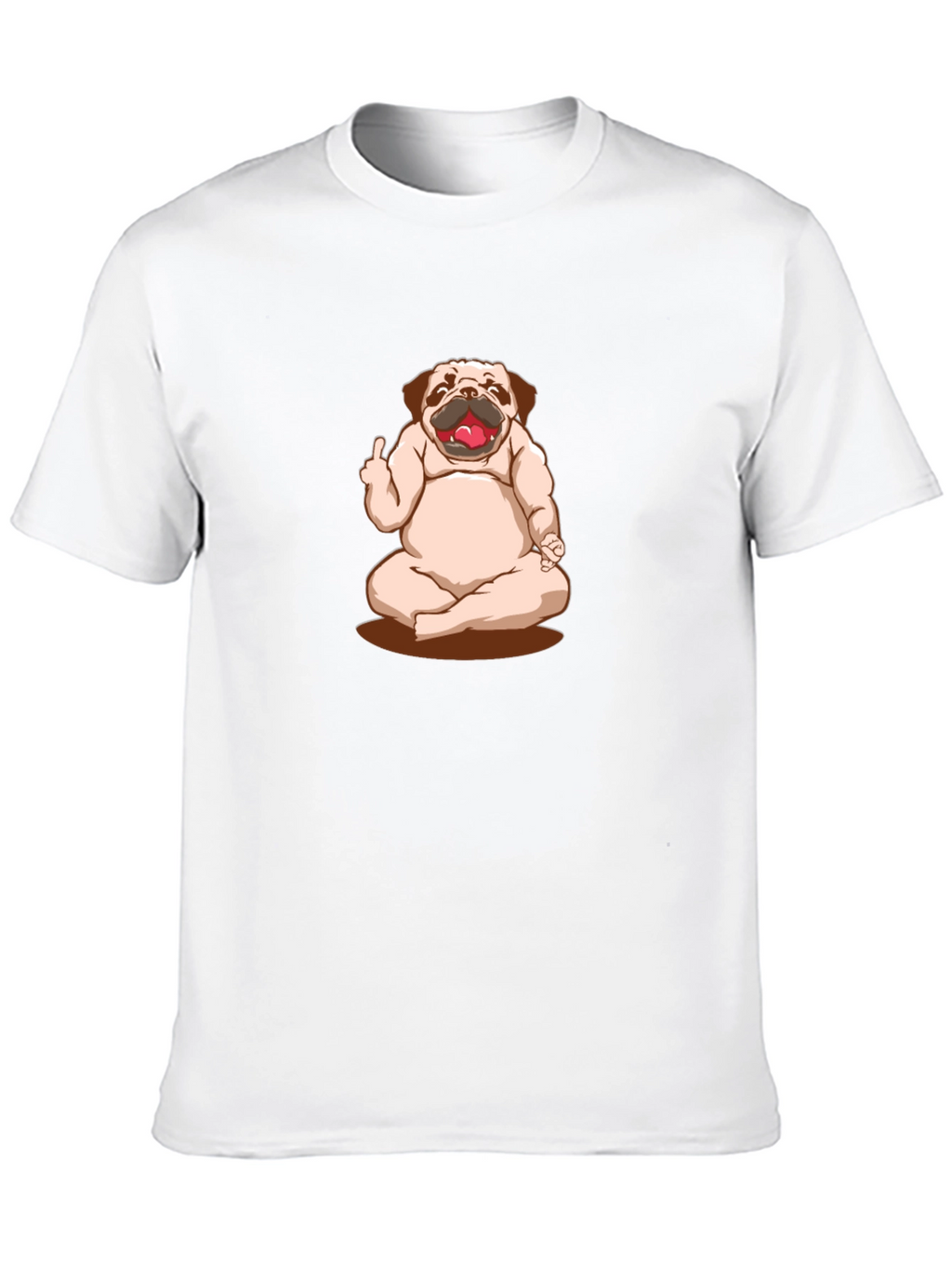 Funny Pug Yoga Middle Finger Graphic Black T-Shirt