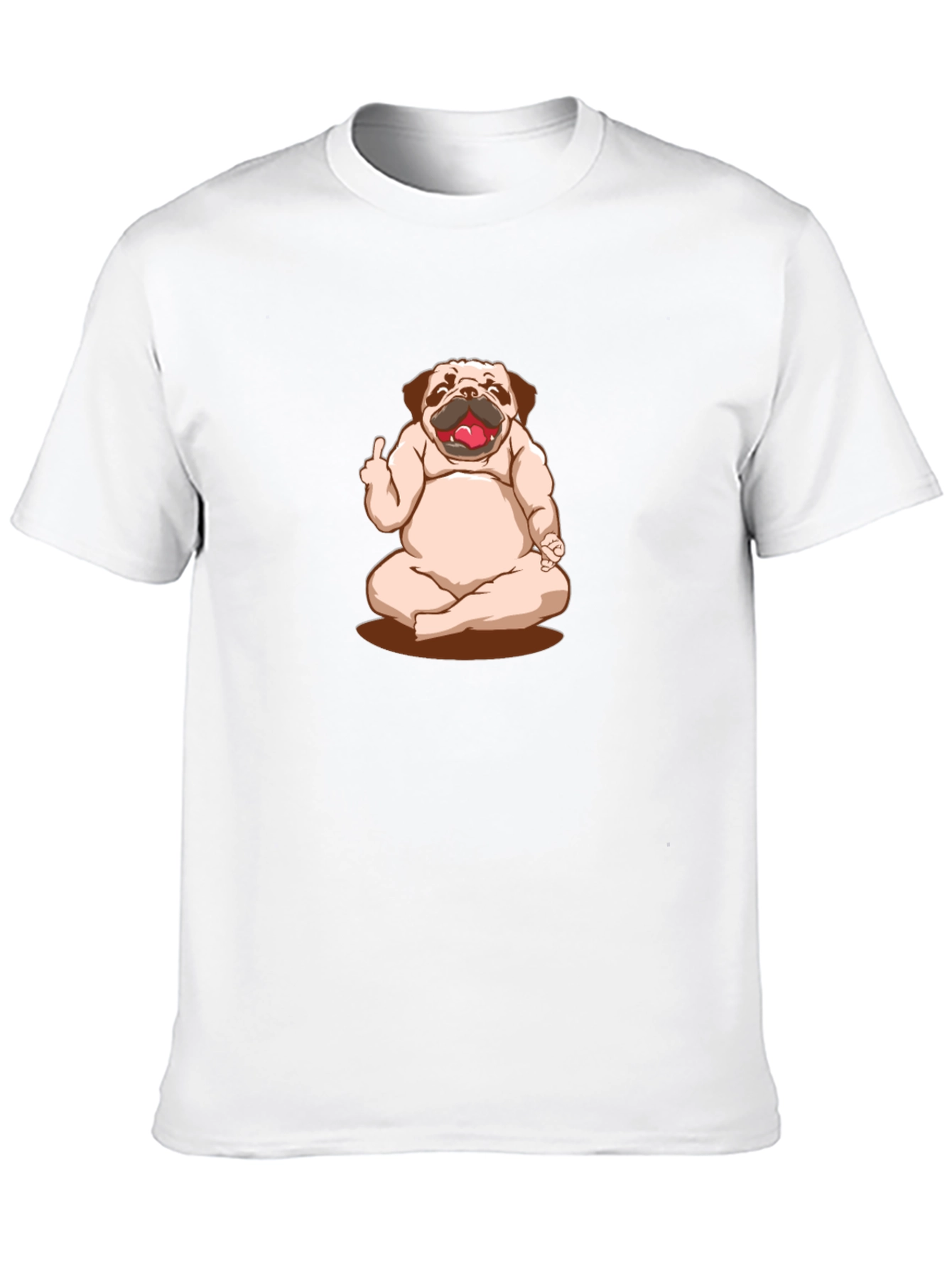 Funny Pug Yoga Middle Finger Graphic Black T-Shirt