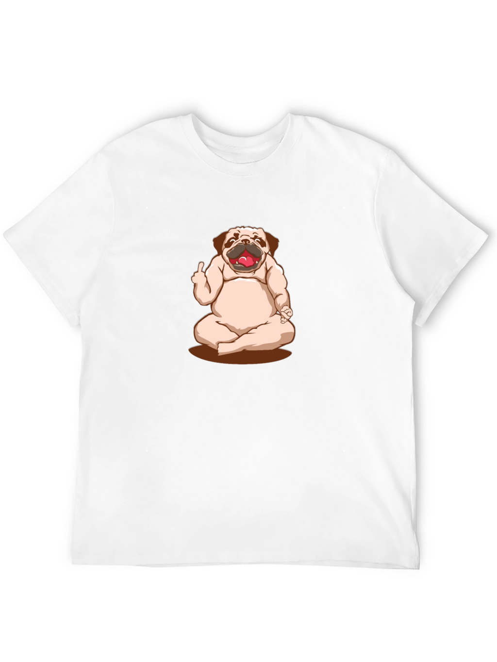 Funny Pug Yoga Middle Finger Graphic Black T-Shirt