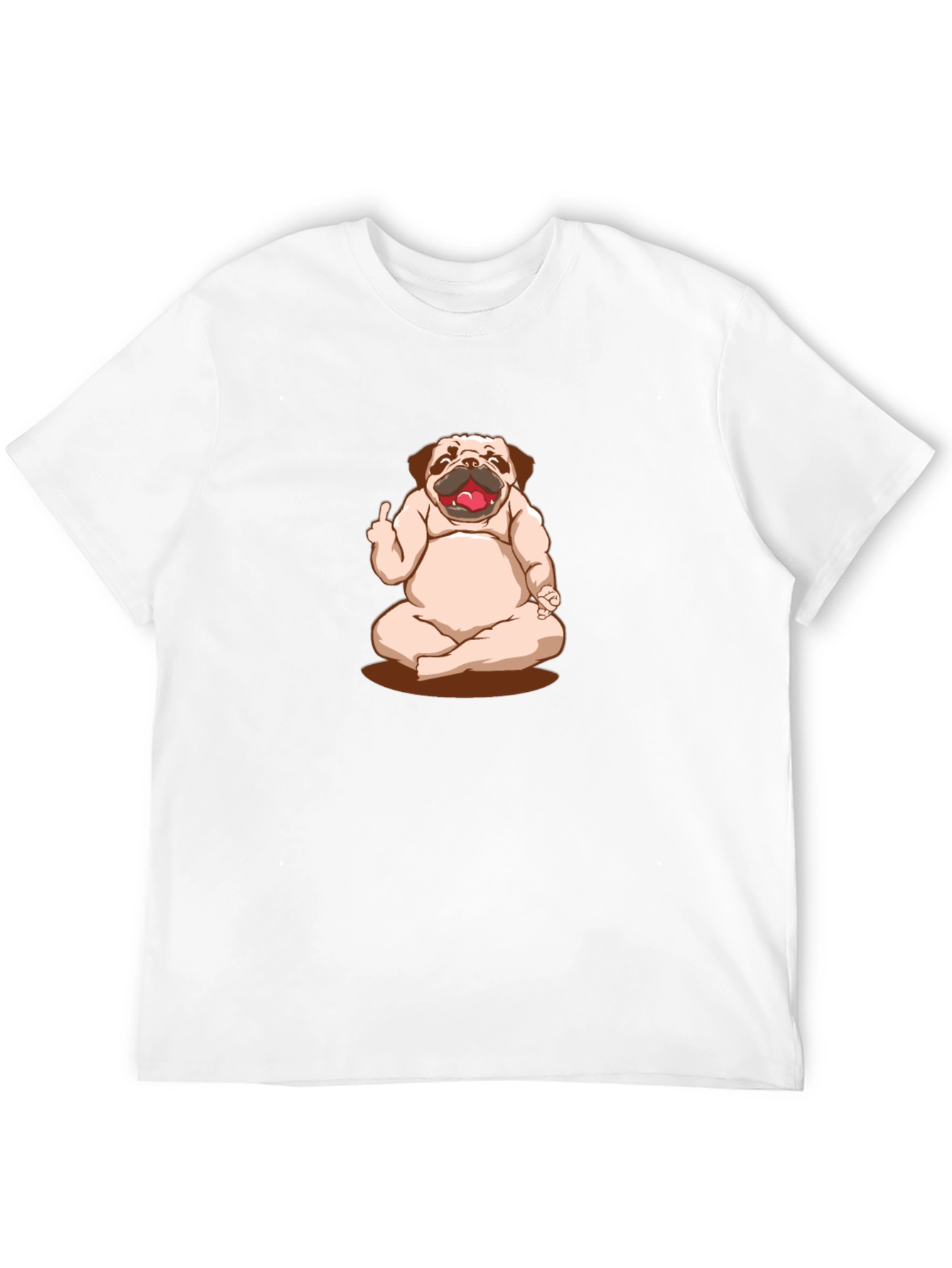 Funny Pug Yoga Middle Finger Graphic Black T-Shirt