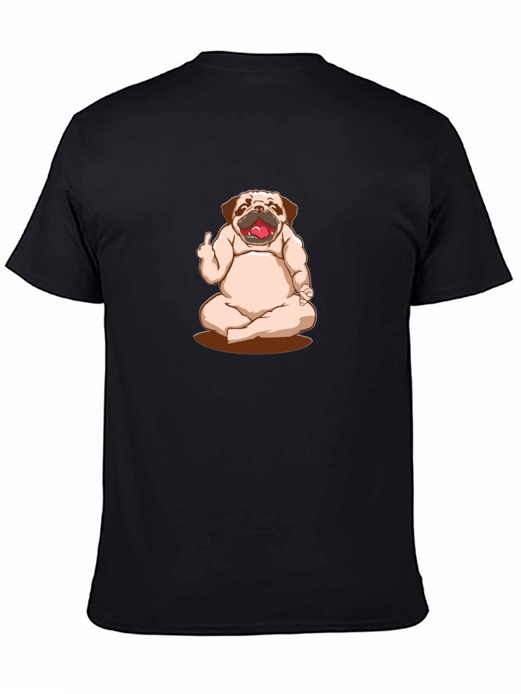 Funny Pug Yoga Middle Finger Graphic Black T-Shirt