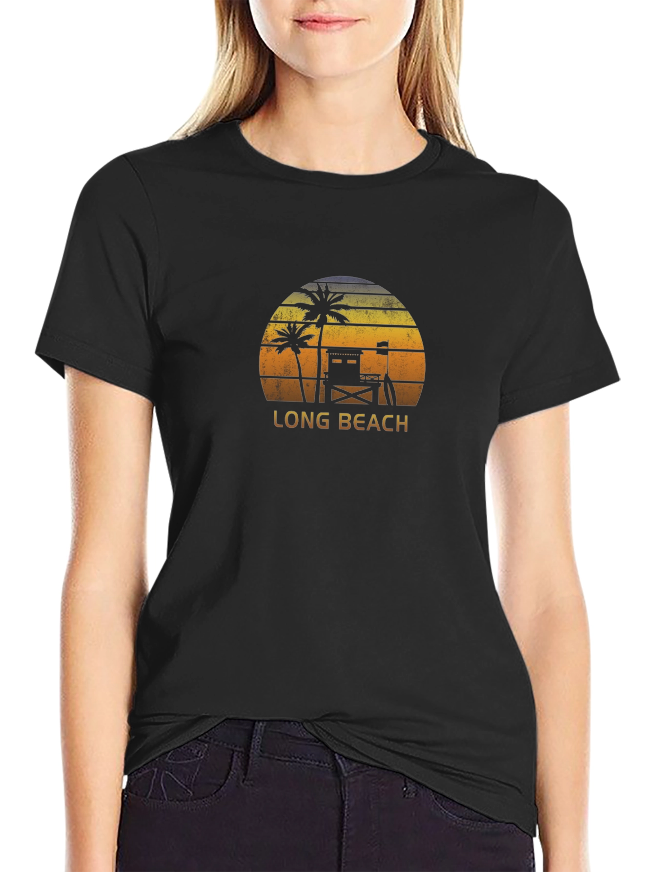 Long Beach Sunset Graphic Tee - Black
