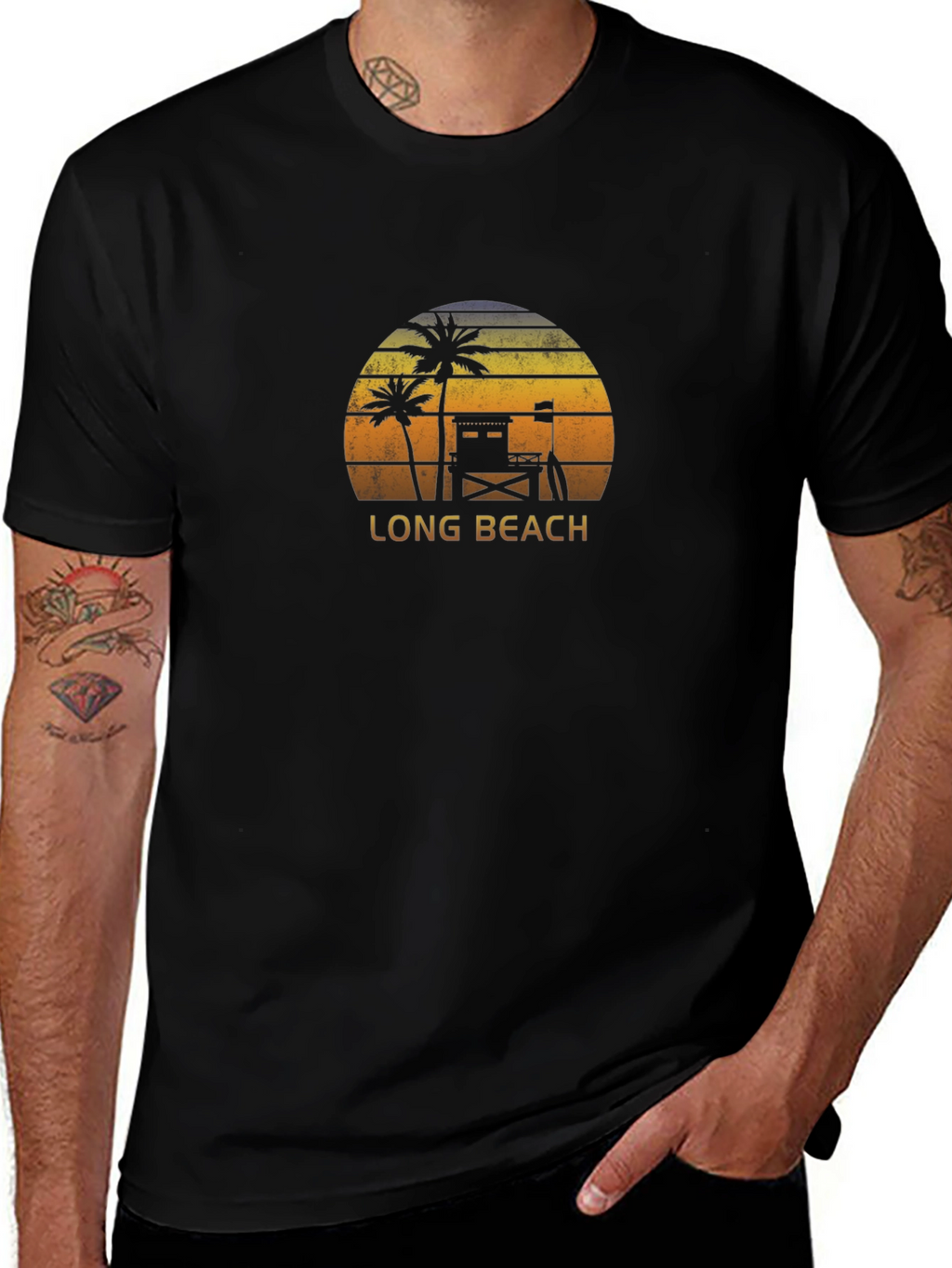 Long Beach Sunset Graphic Tee - Black