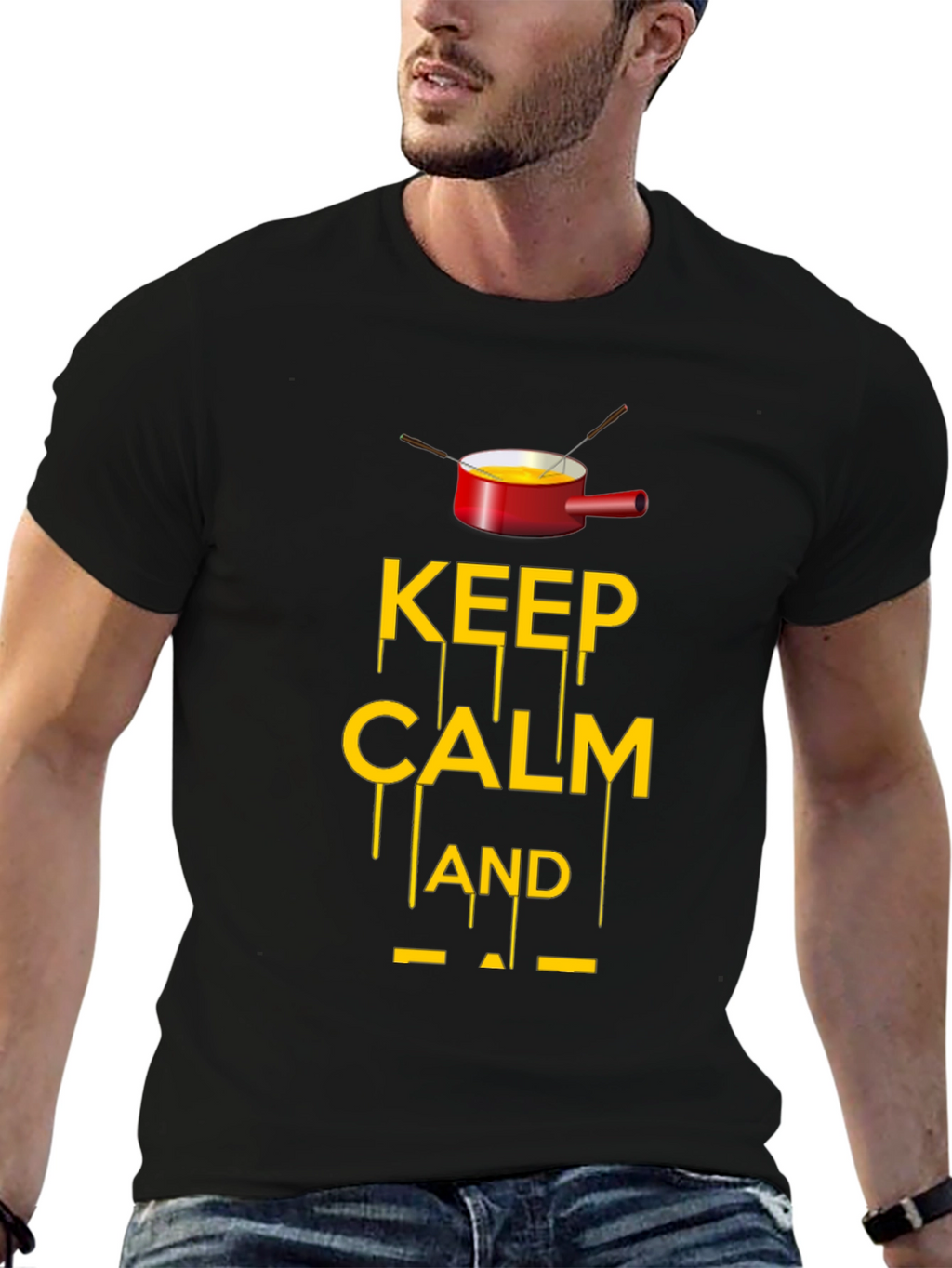 Keep Calm and Fondue Black T-Shirt