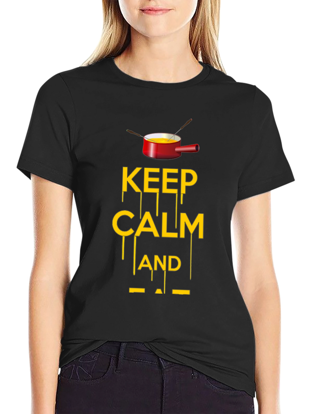 Keep Calm and Fondue Black T-Shirt