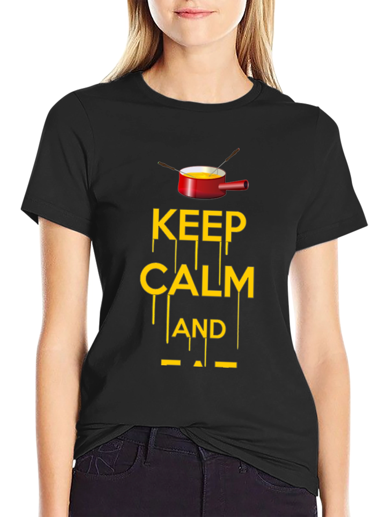 Keep Calm and Fondue Black T-Shirt