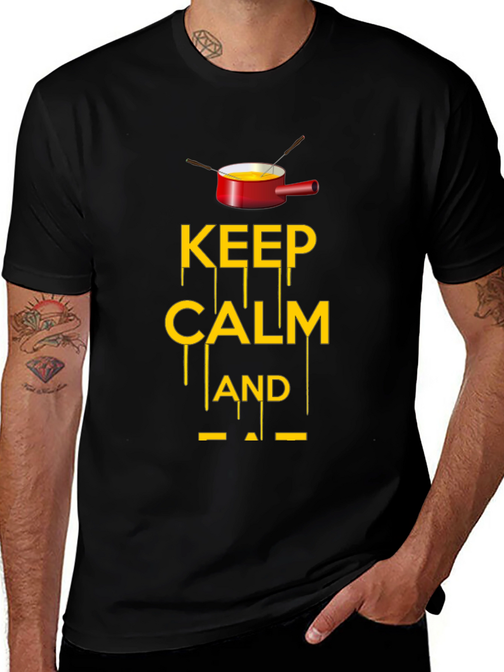 Keep Calm and Fondue Black T-Shirt