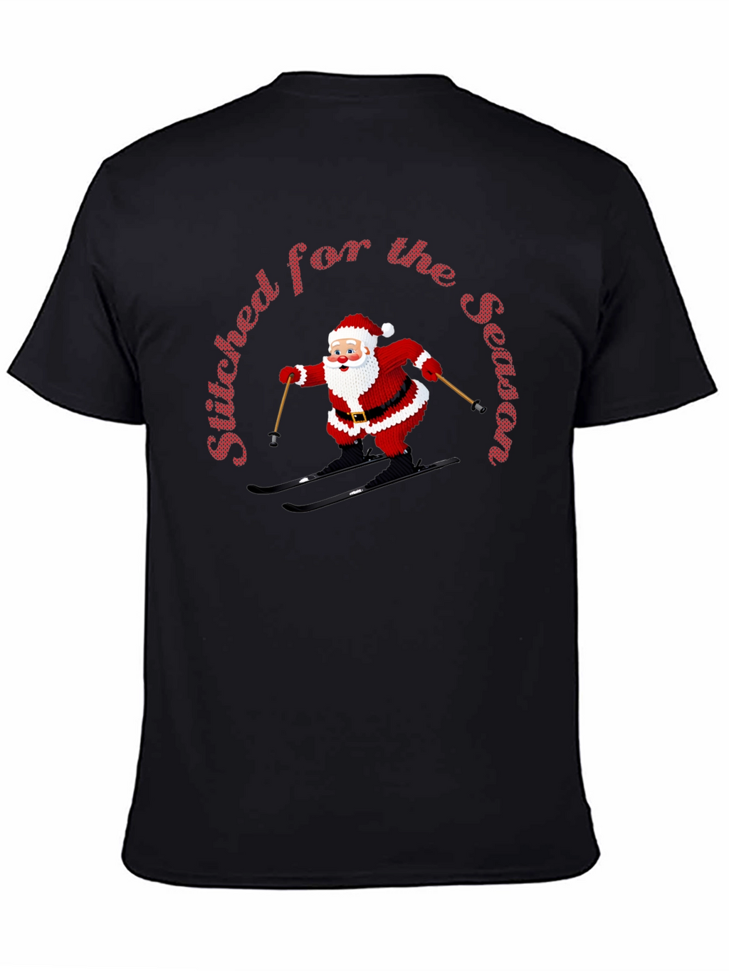 Stitched For The Season Santa Skiing Christmas T-Shirt