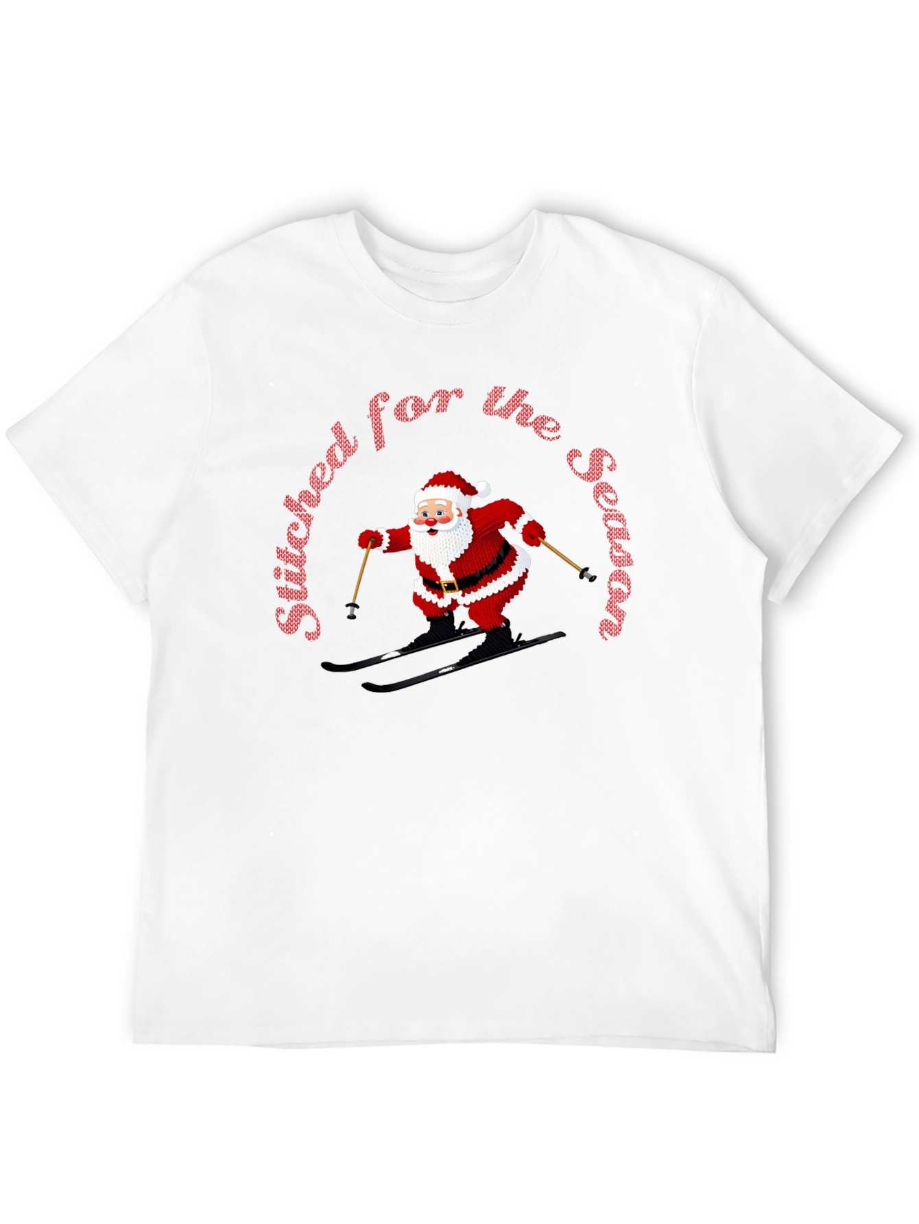 Stitched For The Season Santa Skiing Christmas T-Shirt