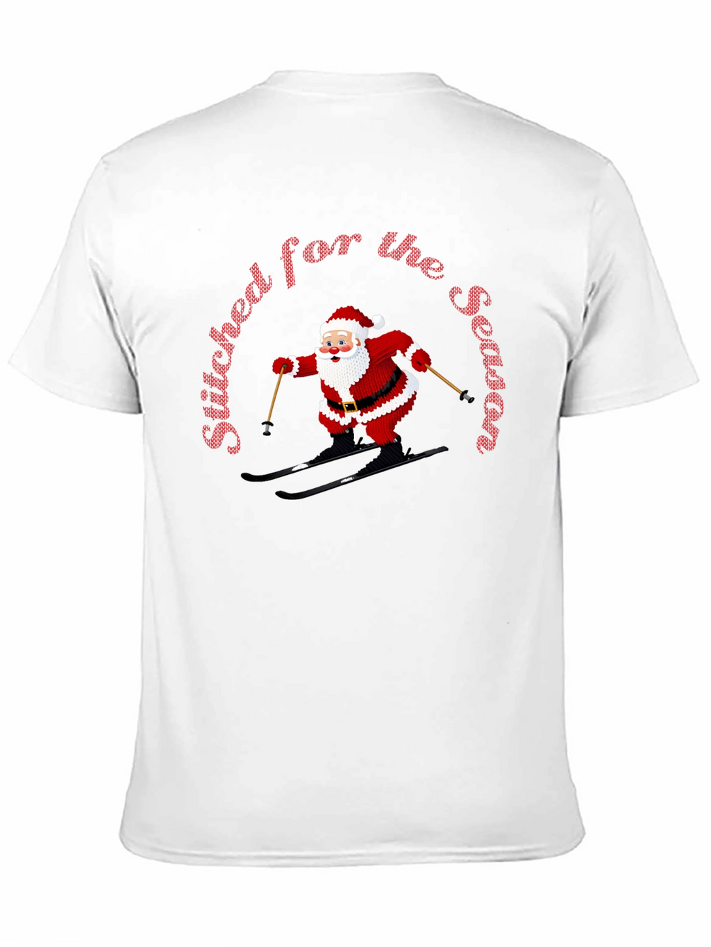 Stitched For The Season Santa Skiing Christmas T-Shirt