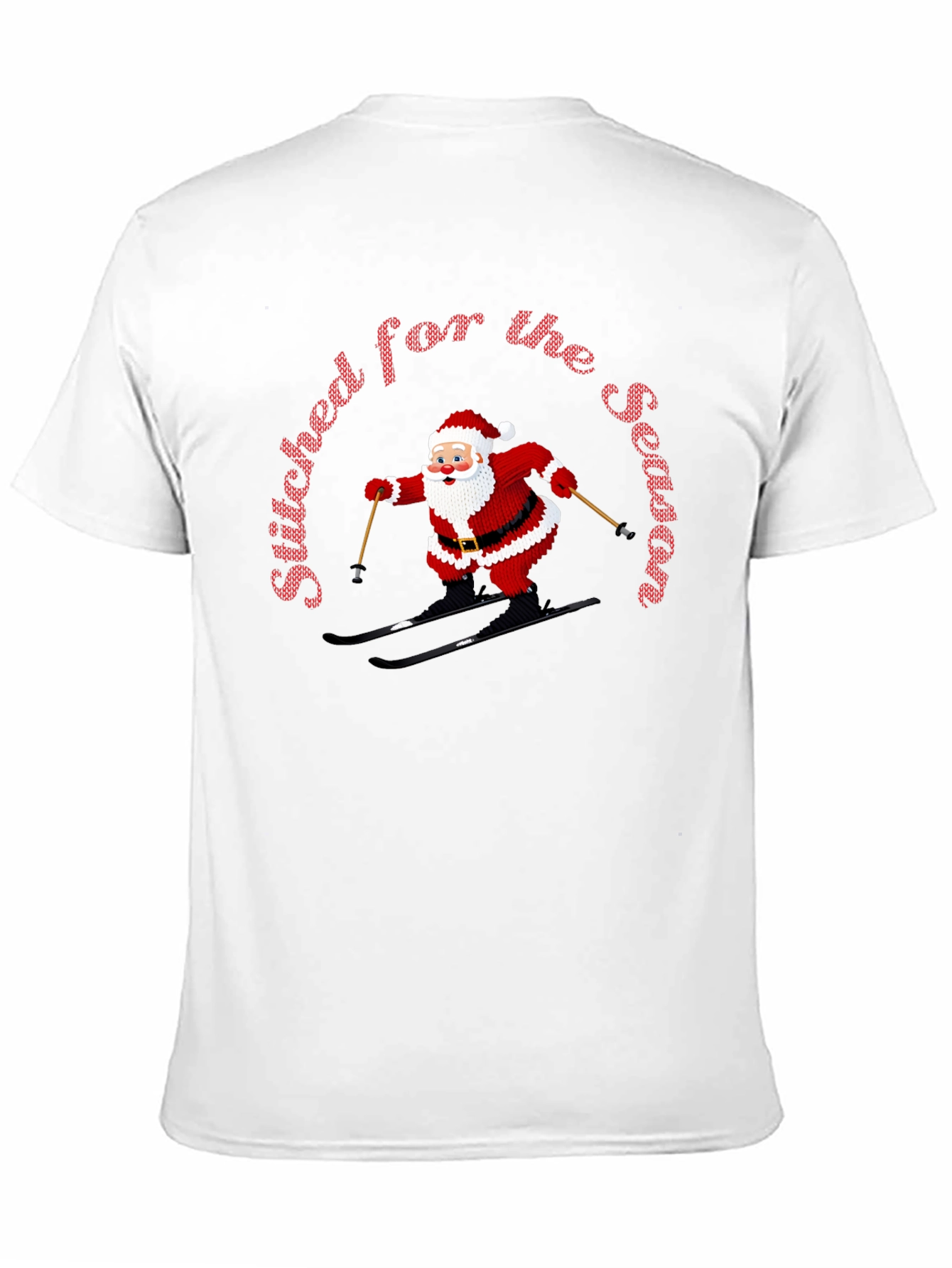 Stitched For The Season Santa Skiing Christmas T-Shirt