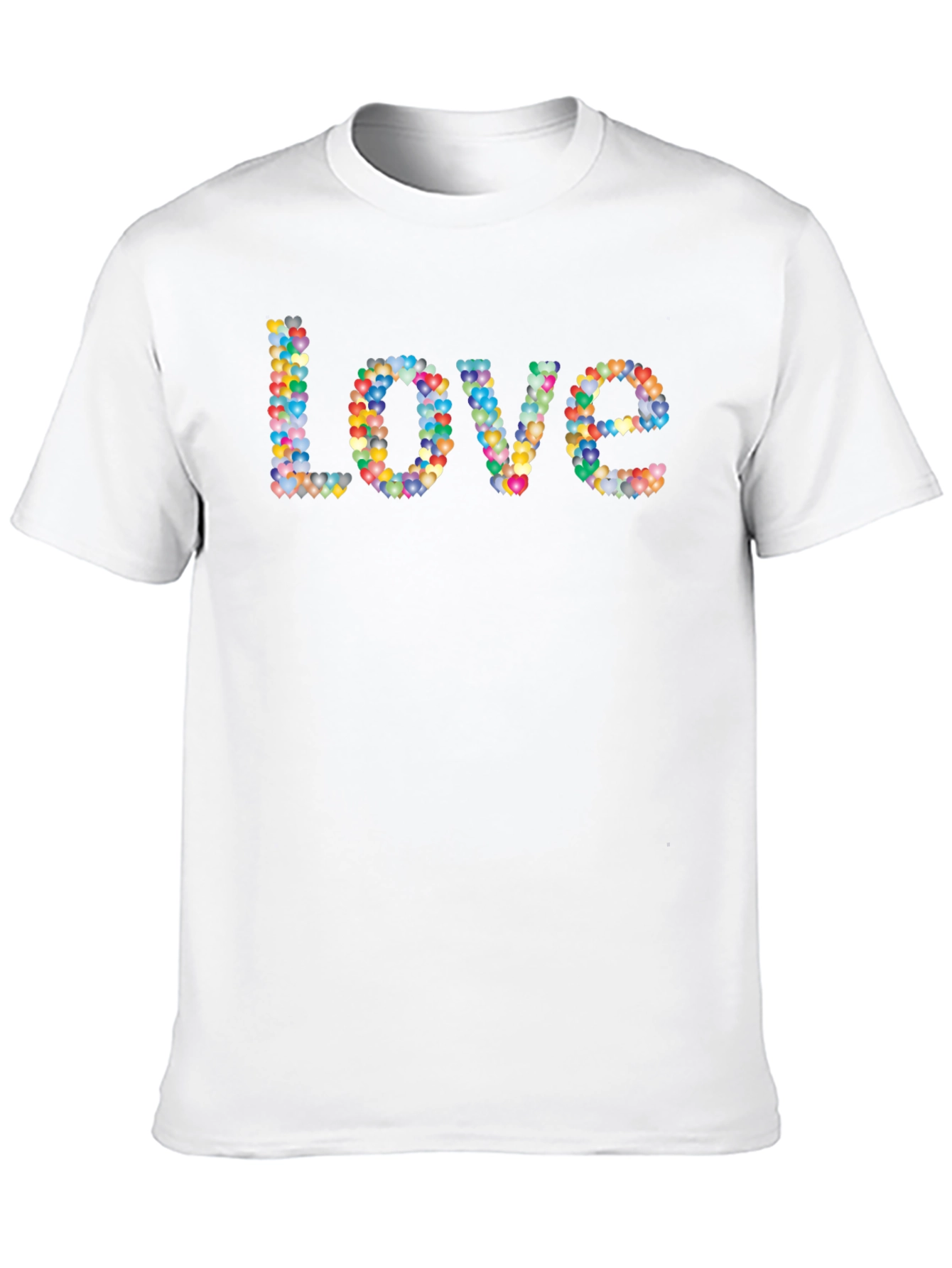Colorful Heart Love Graphic Black T-Shirt