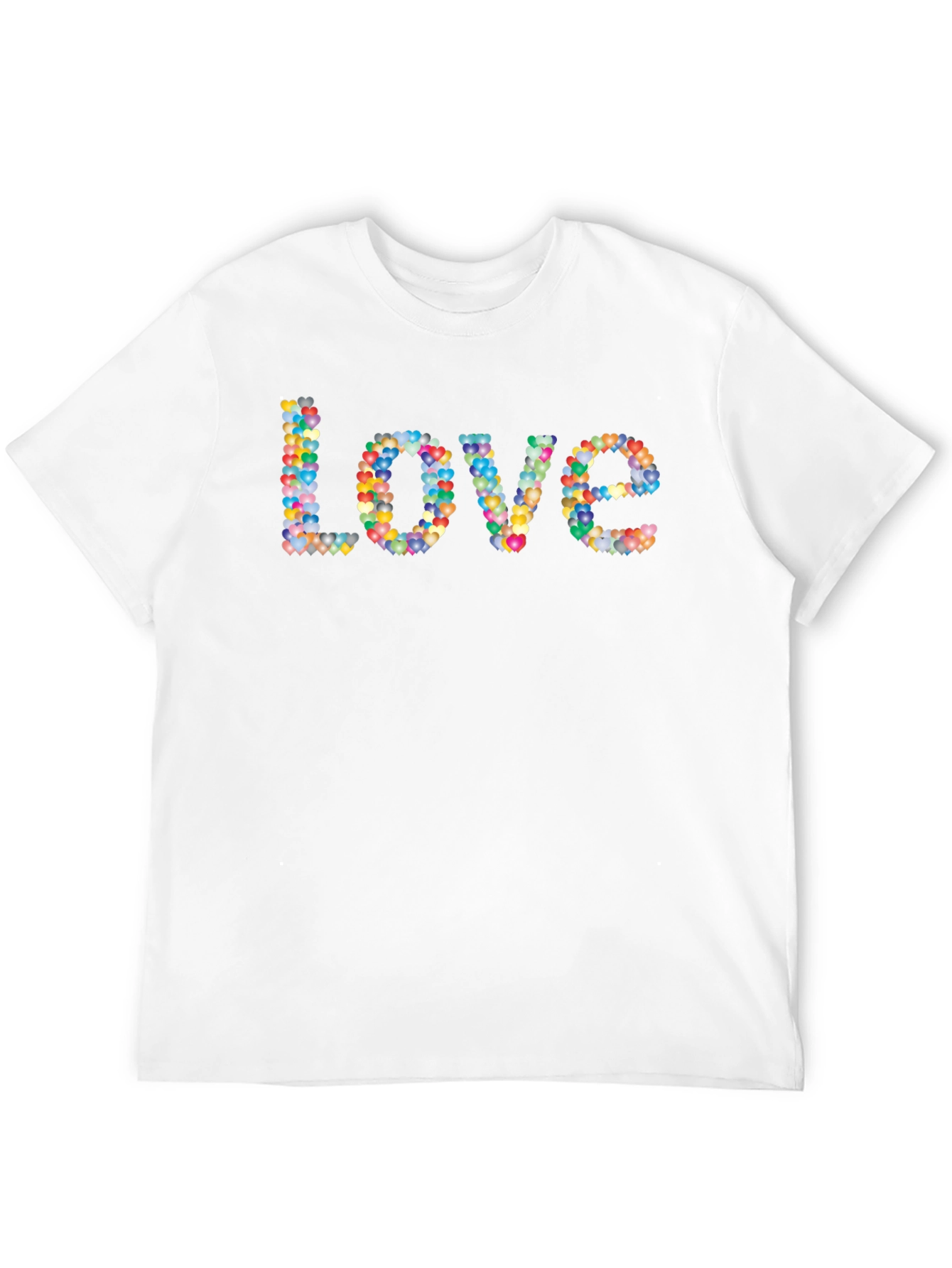 Colorful Heart Love Graphic Black T-Shirt