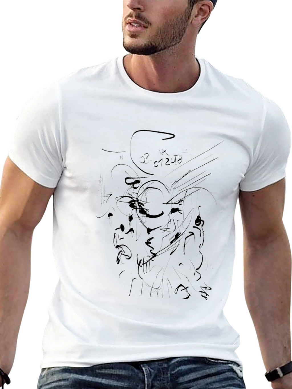 Abstract Art Black Cotton Tee