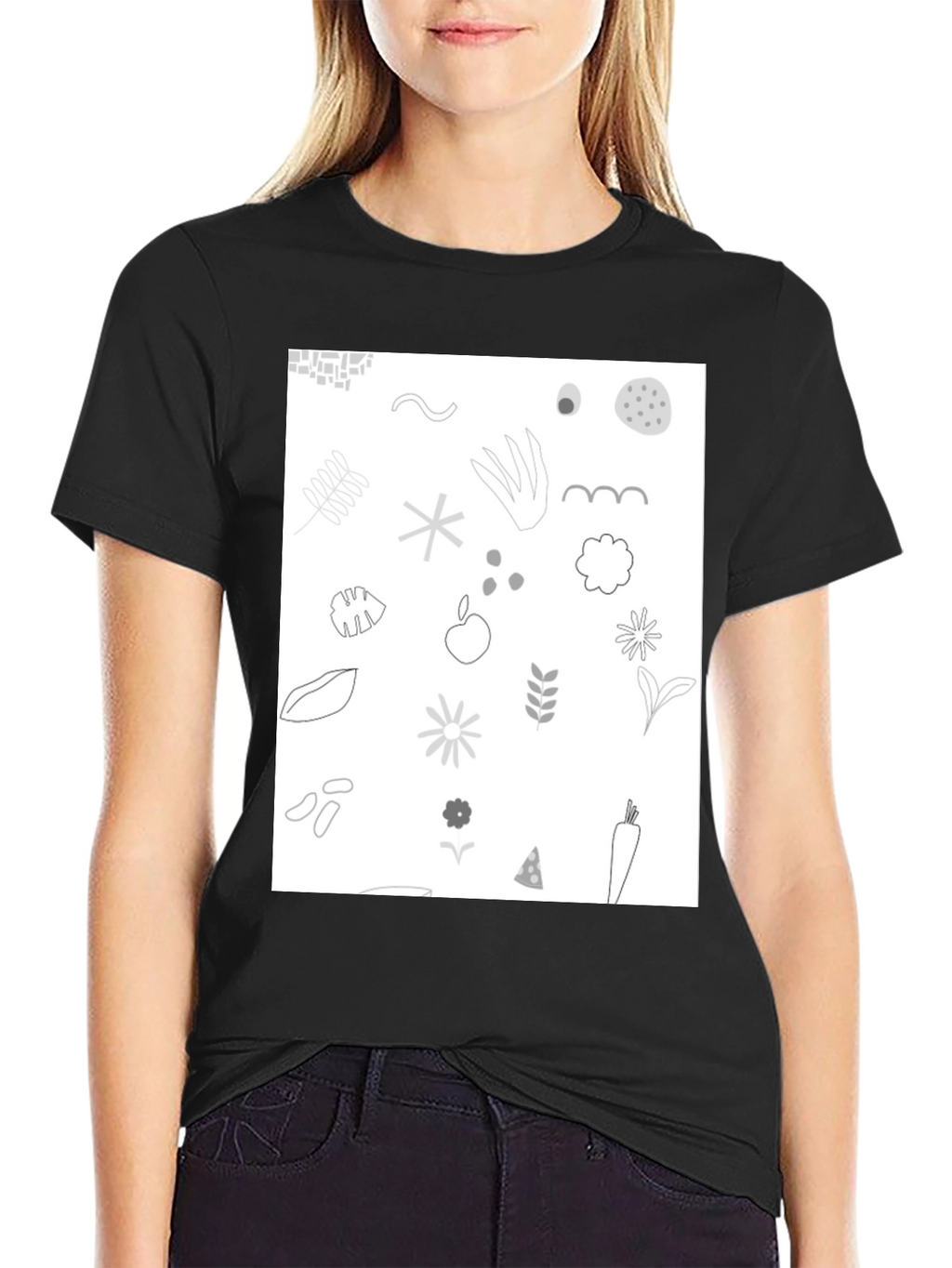 Nature Pattern Black T-Shirt