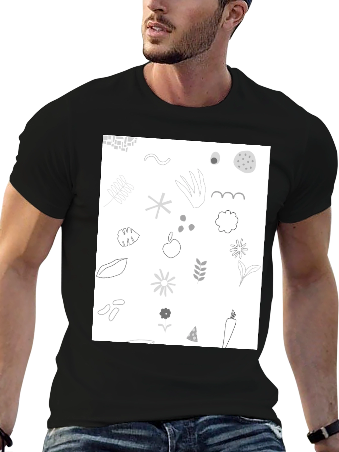 Nature Pattern Black T-Shirt