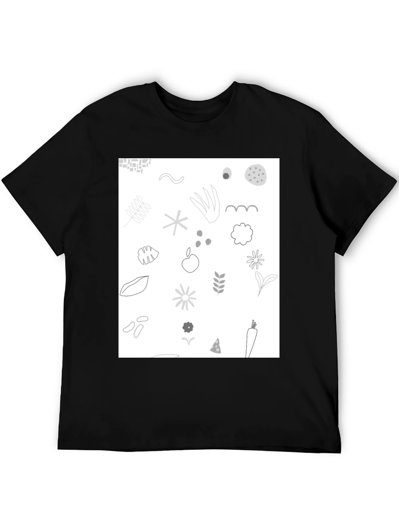 Nature Pattern Black T-Shirt