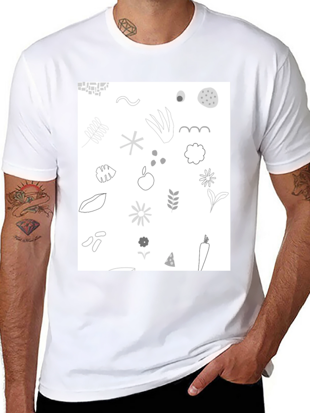 Nature Pattern Black T-Shirt