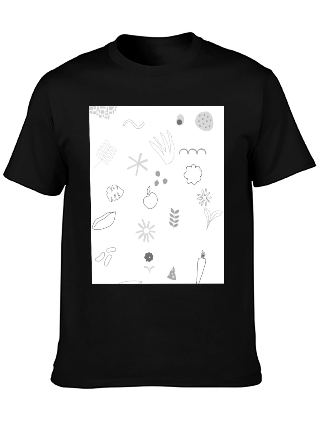 Nature Pattern Black T-Shirt
