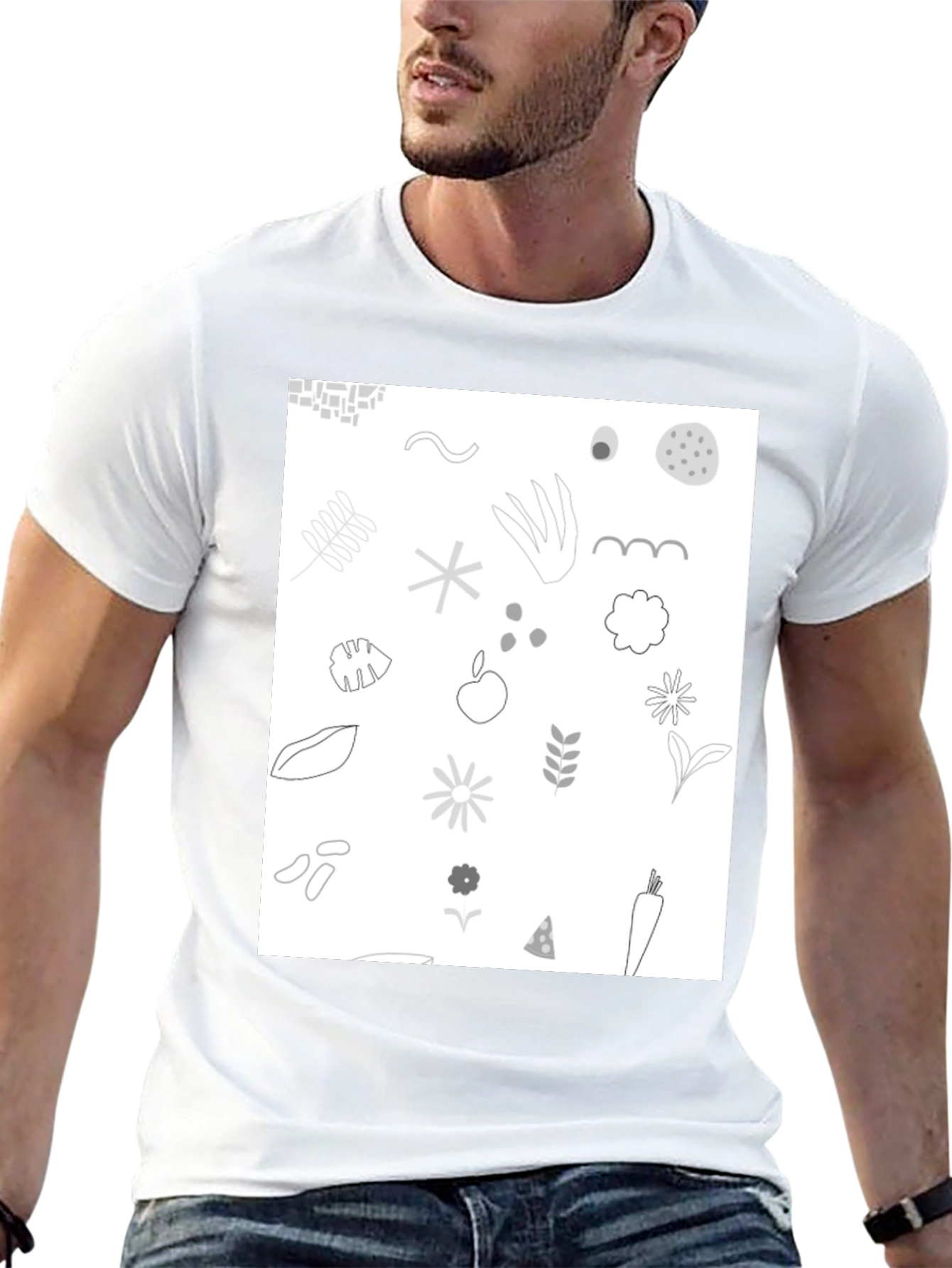 Nature Pattern Black T-Shirt