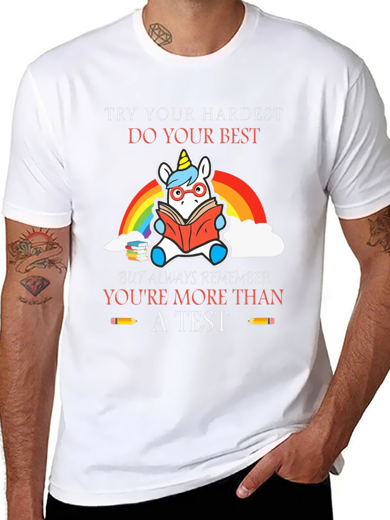 Unicorn Reading T-Shirt - Youre More Than A Test